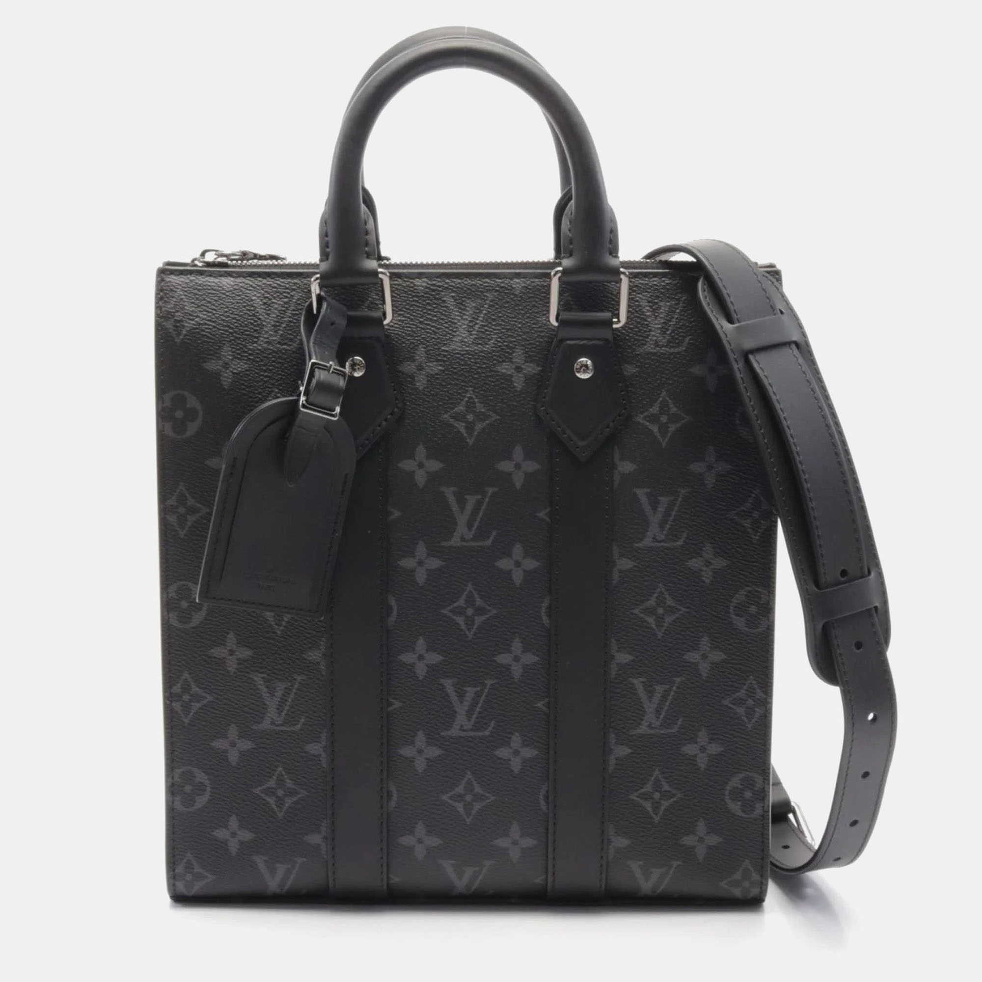 

Louis Vuitton Sac Plat Cross Handbag Coated Canvas Leather Monogram Eclipse Black
