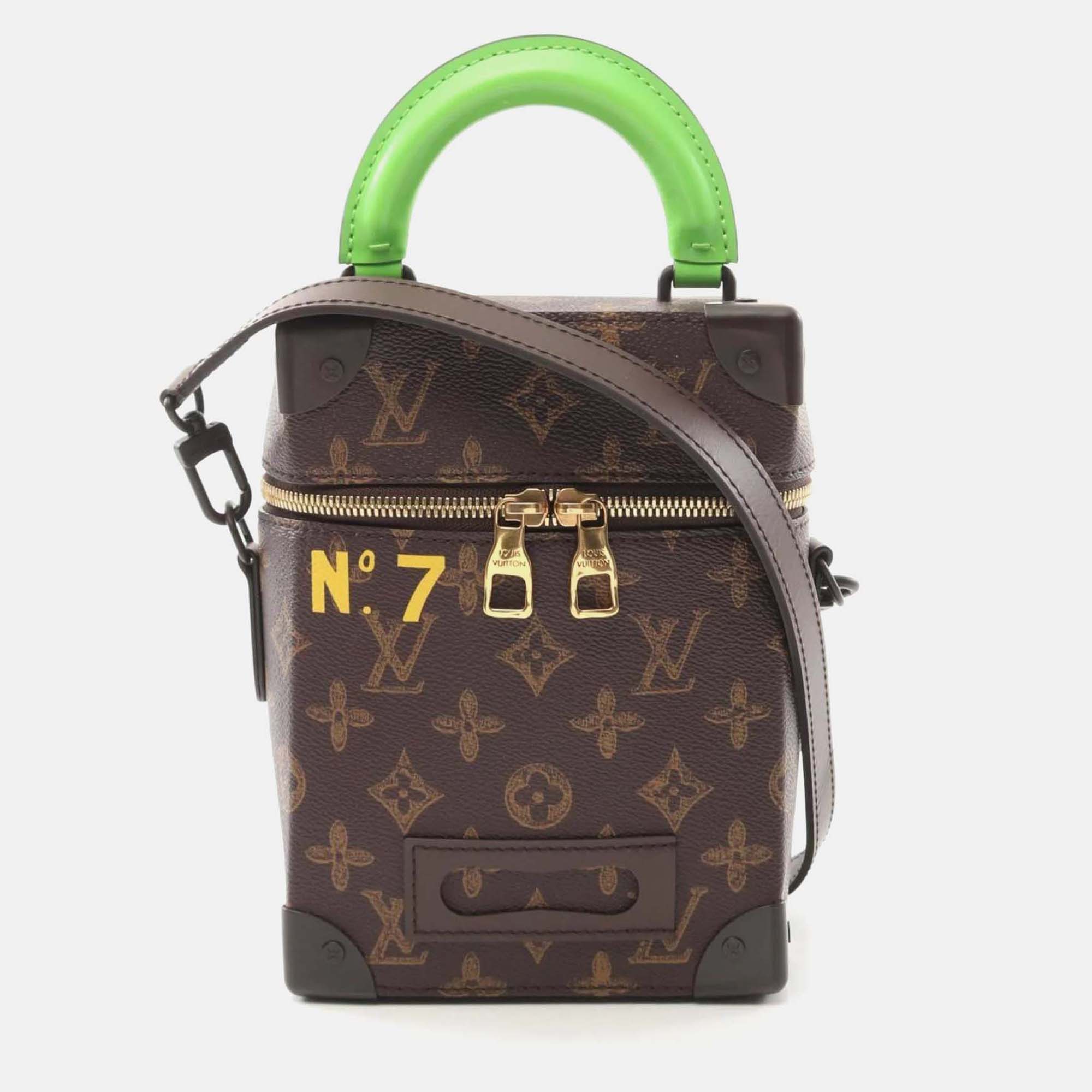 

Louis Vuitton Vertical Box Trunk Brown/Green Coated Canvas Leather Monogram Handbag