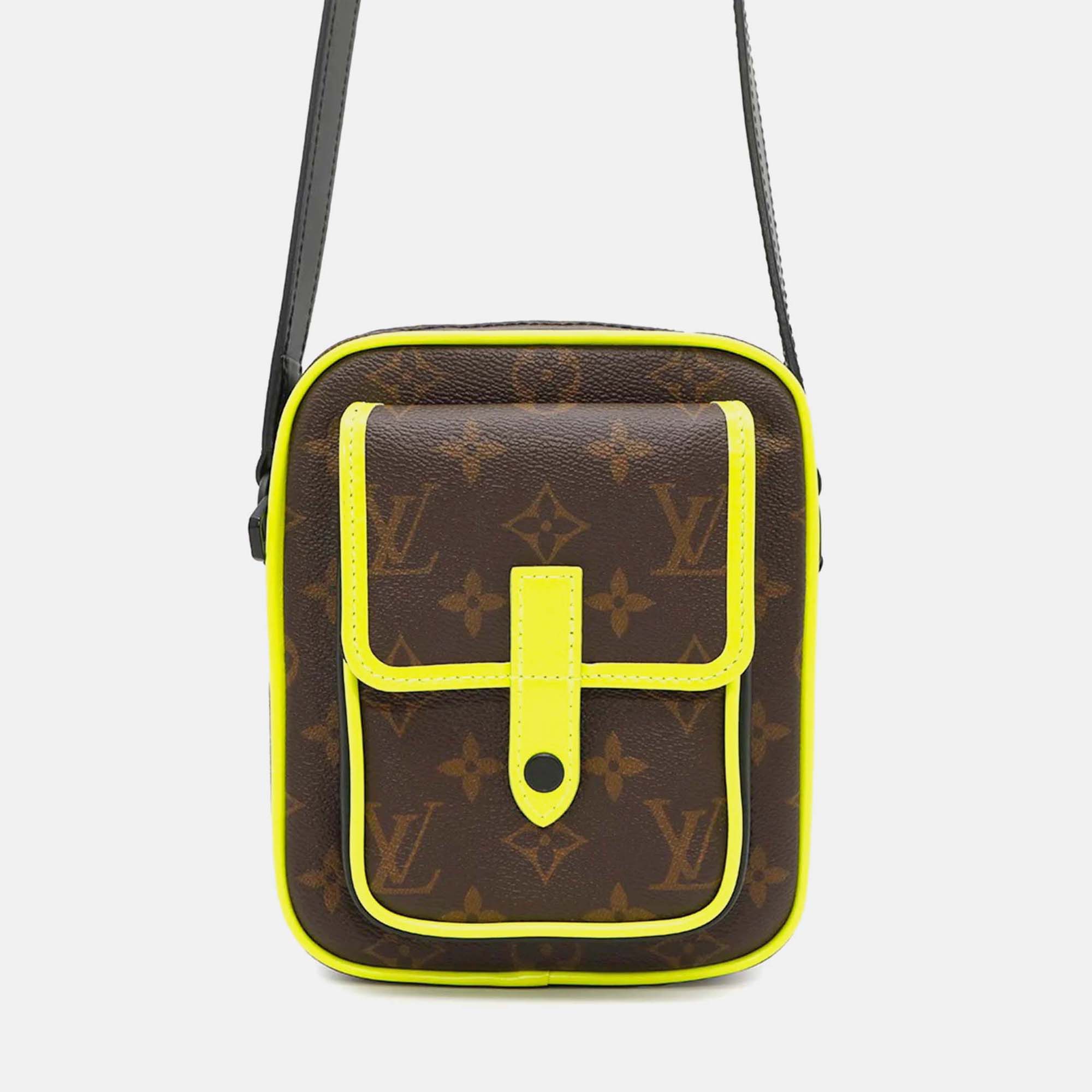 

Louis Vuitton Monogram Macassar Christopher Fluorescent Yellow Wearable Wallet, Black