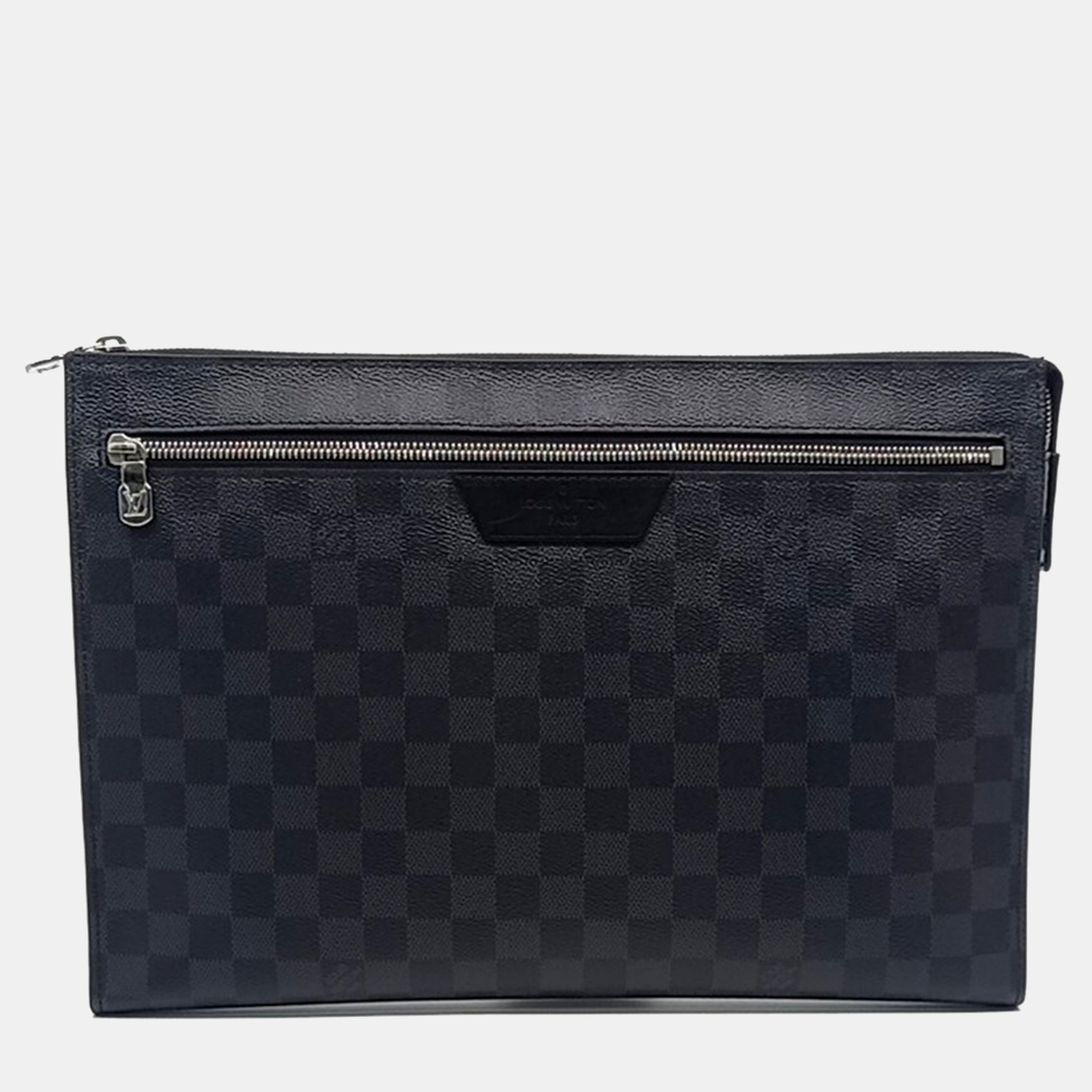 

Louis Vuitton Black Leather Graphite Pochette 24H Clutch