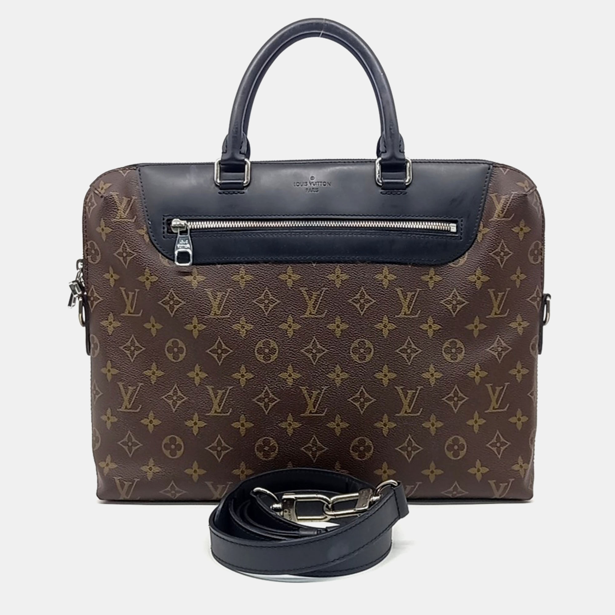 

Louis Vuitton Black Brown Coated Canvas and Leather Macassar Port Documentation Jour