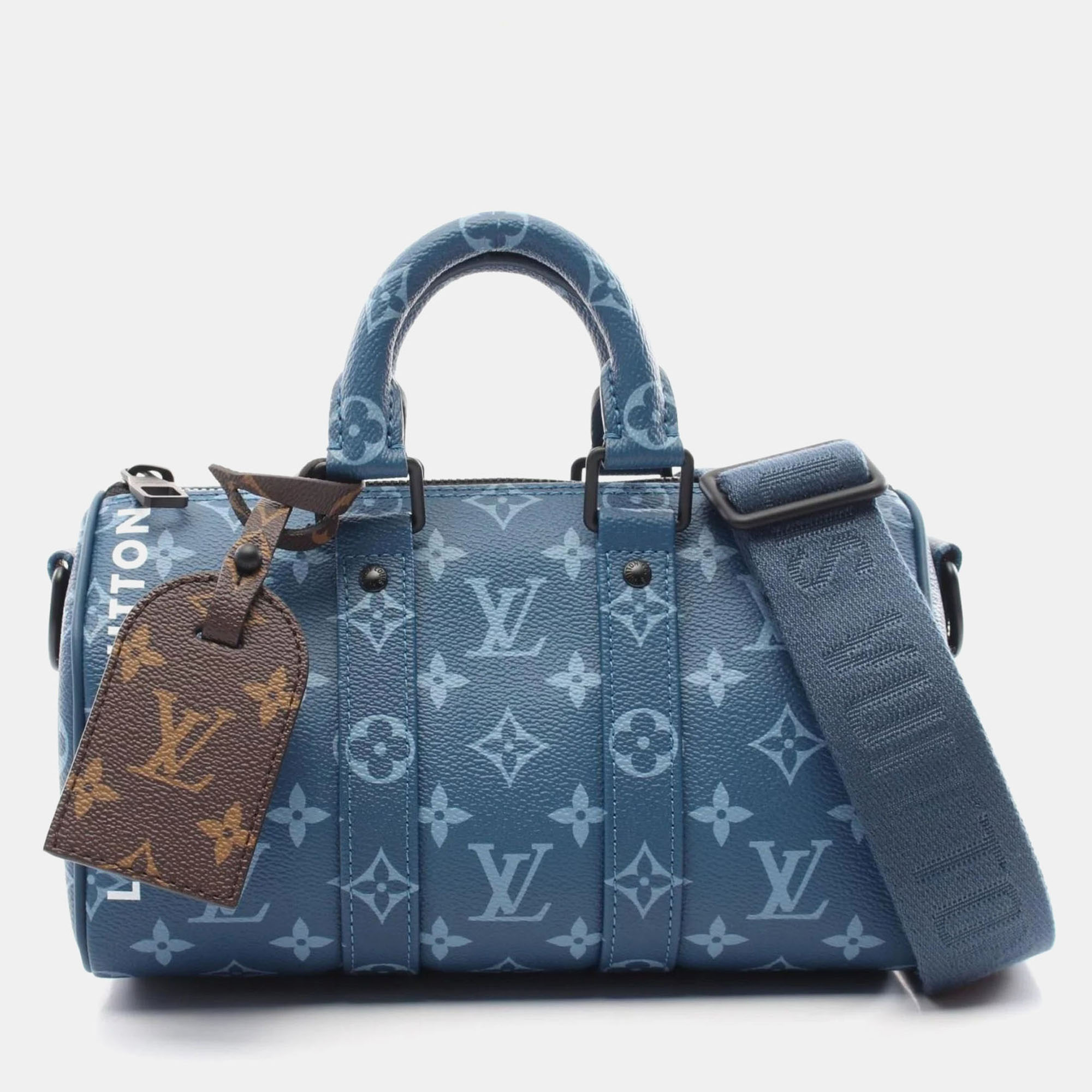 

Louis Vuitton Keepall Bandouliere 25 Handbag Bag Coated Canvas Monogram Blue