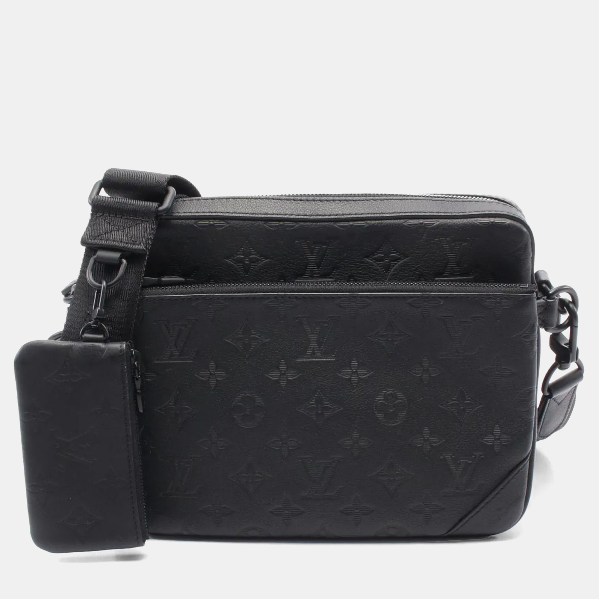 

Louis Vuitton Trio Shoulder Bag Leather Monogram Shadow Black