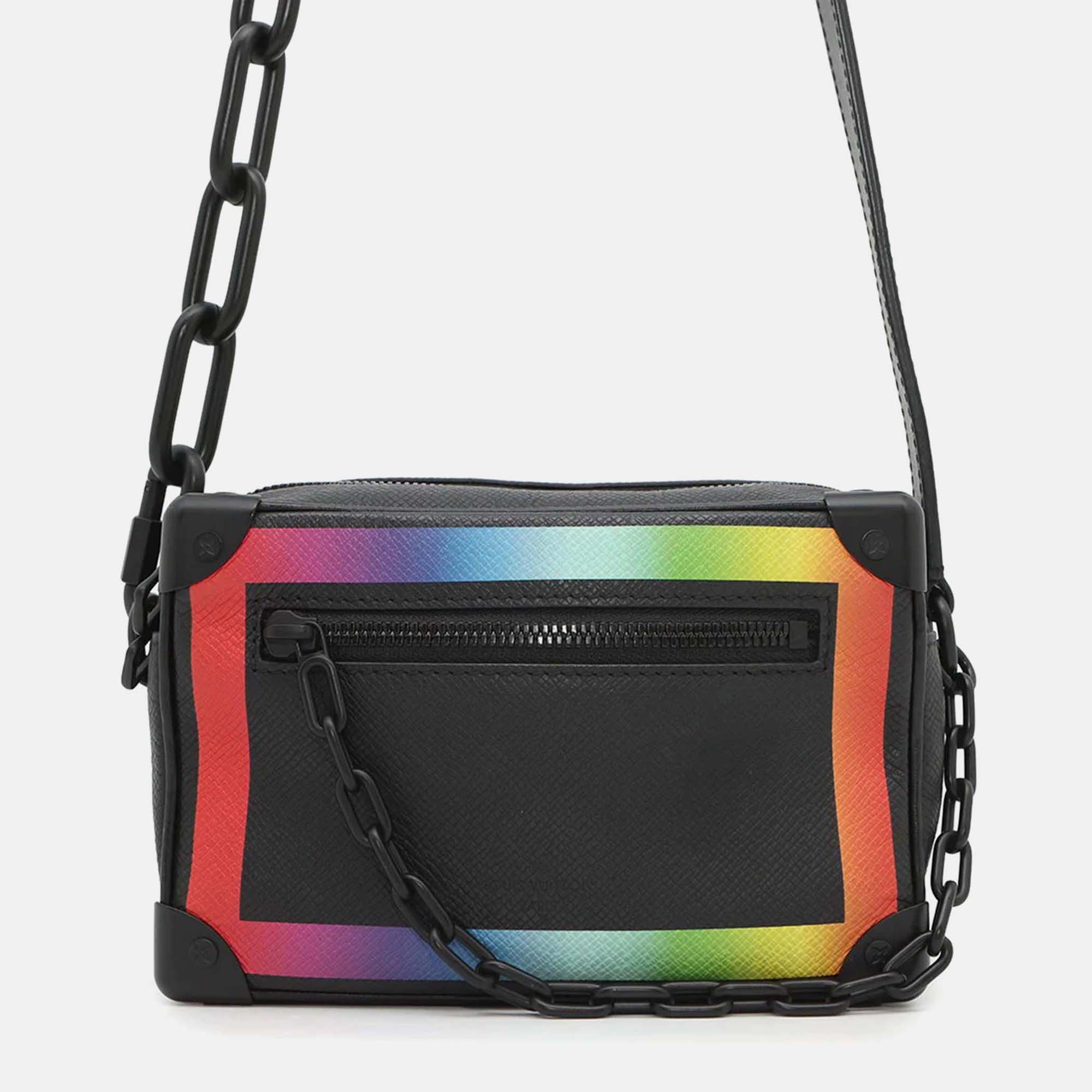 

Louis Vuitton Mini Soft Trunk Noir/Righe Rainbow Taiga Leather Bag, Multicolor