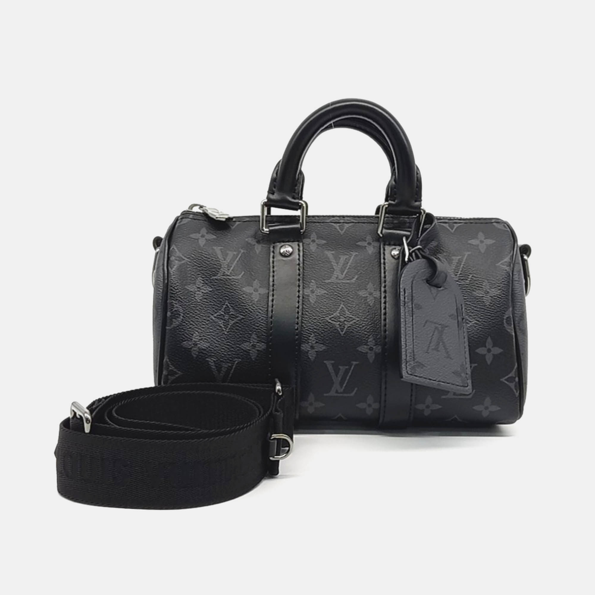 

Louis Vuitton Black Coated Canvas and Leather Eclipse Bandouliere Keepall 25 Bag