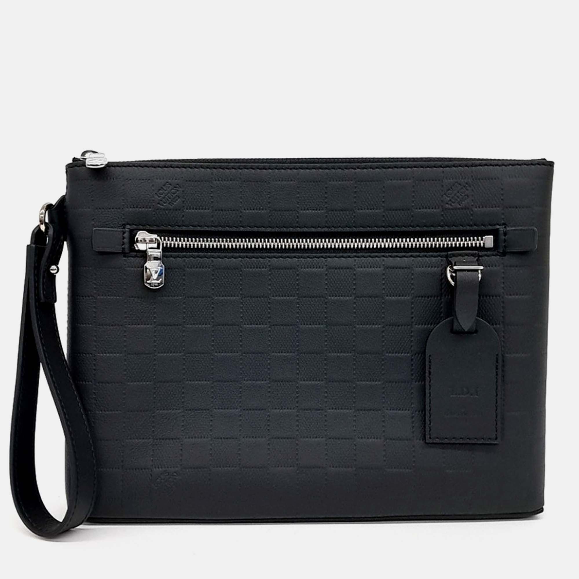 

Louis Vuitton Black Leather Damier Infini Take-Off Pouch