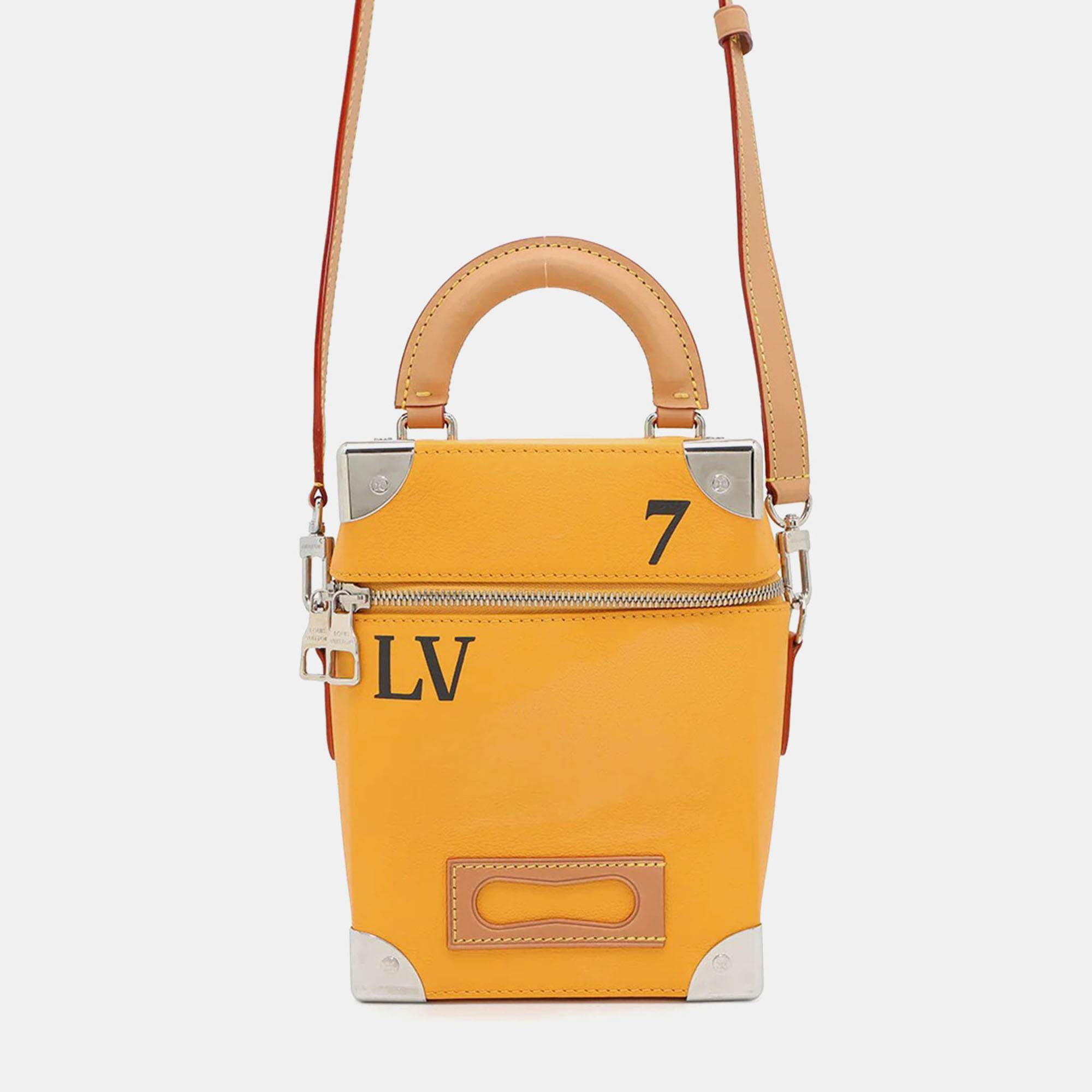 

Louis Vuitton Vertical Box Trunk Saffron Yellow Cowhide Leather Shoulder Bag, Orange
