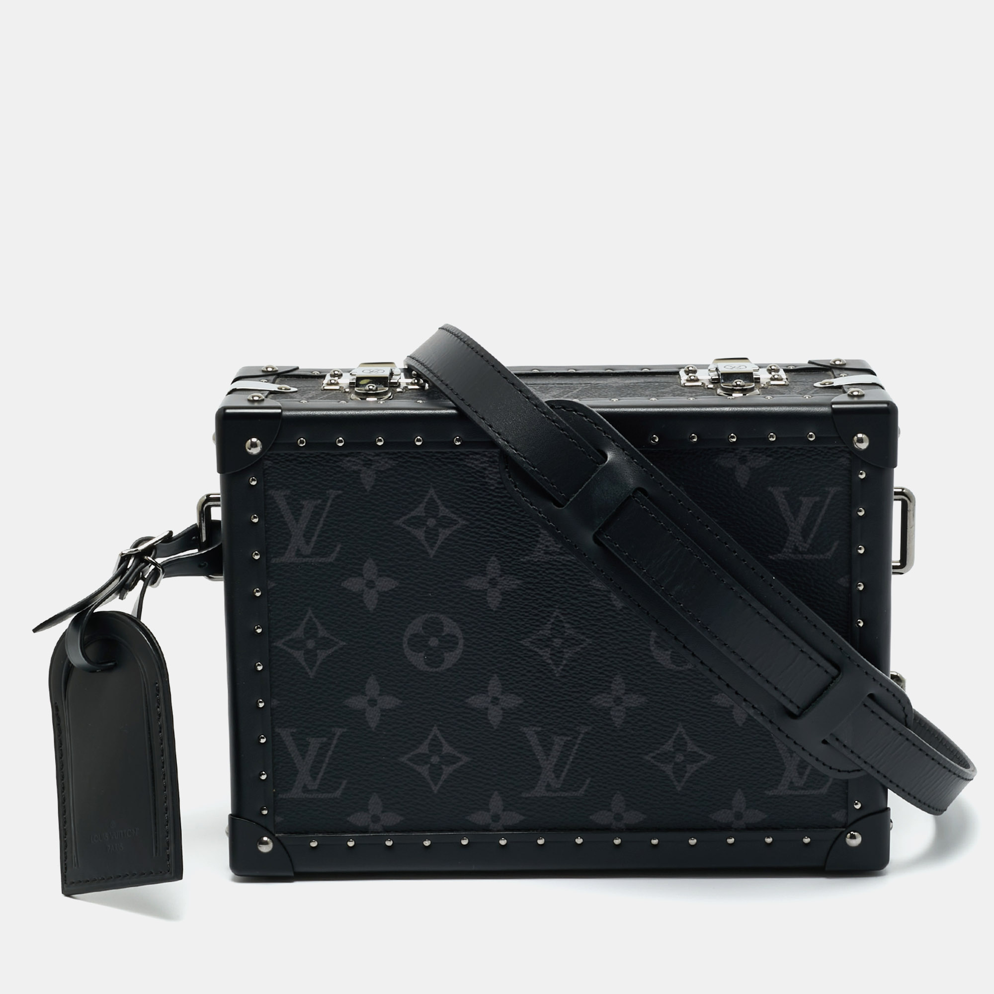 

Louis Vuitton Monogram Eclipse Canvas and Leather Pochette Box, Black