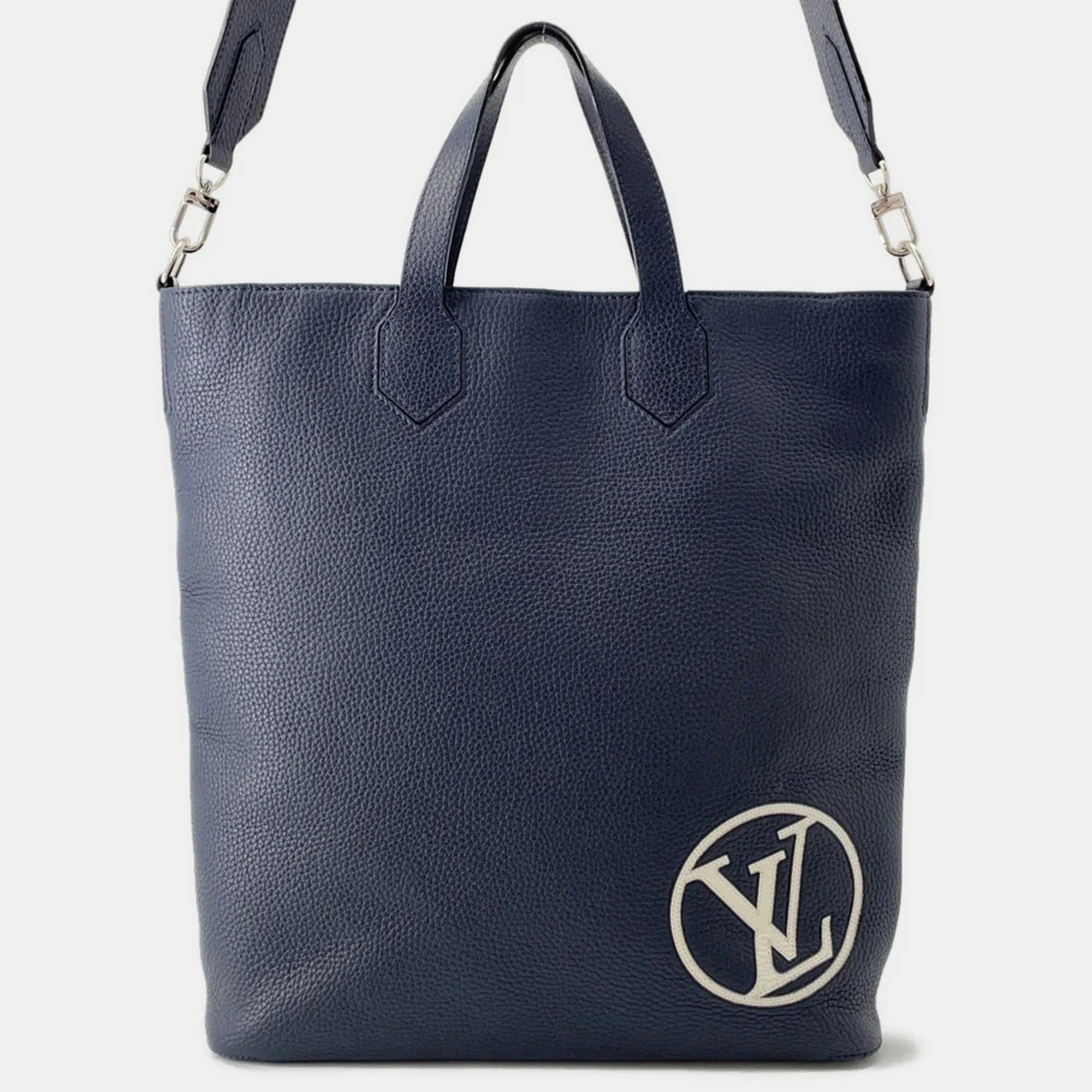 Pre-owned Louis Vuitton East Side Tote Navy Taurillon Leather In Blue