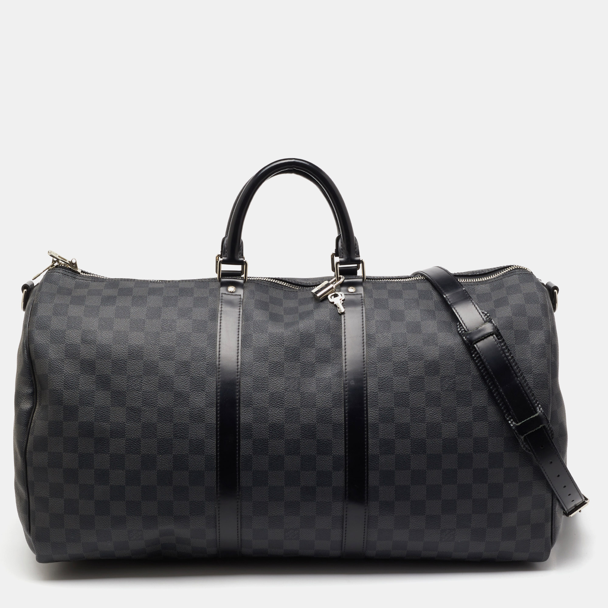 

Louis Vuitton Damier Graphite Canvas Keepall Bandoulière 55 Bag, Black