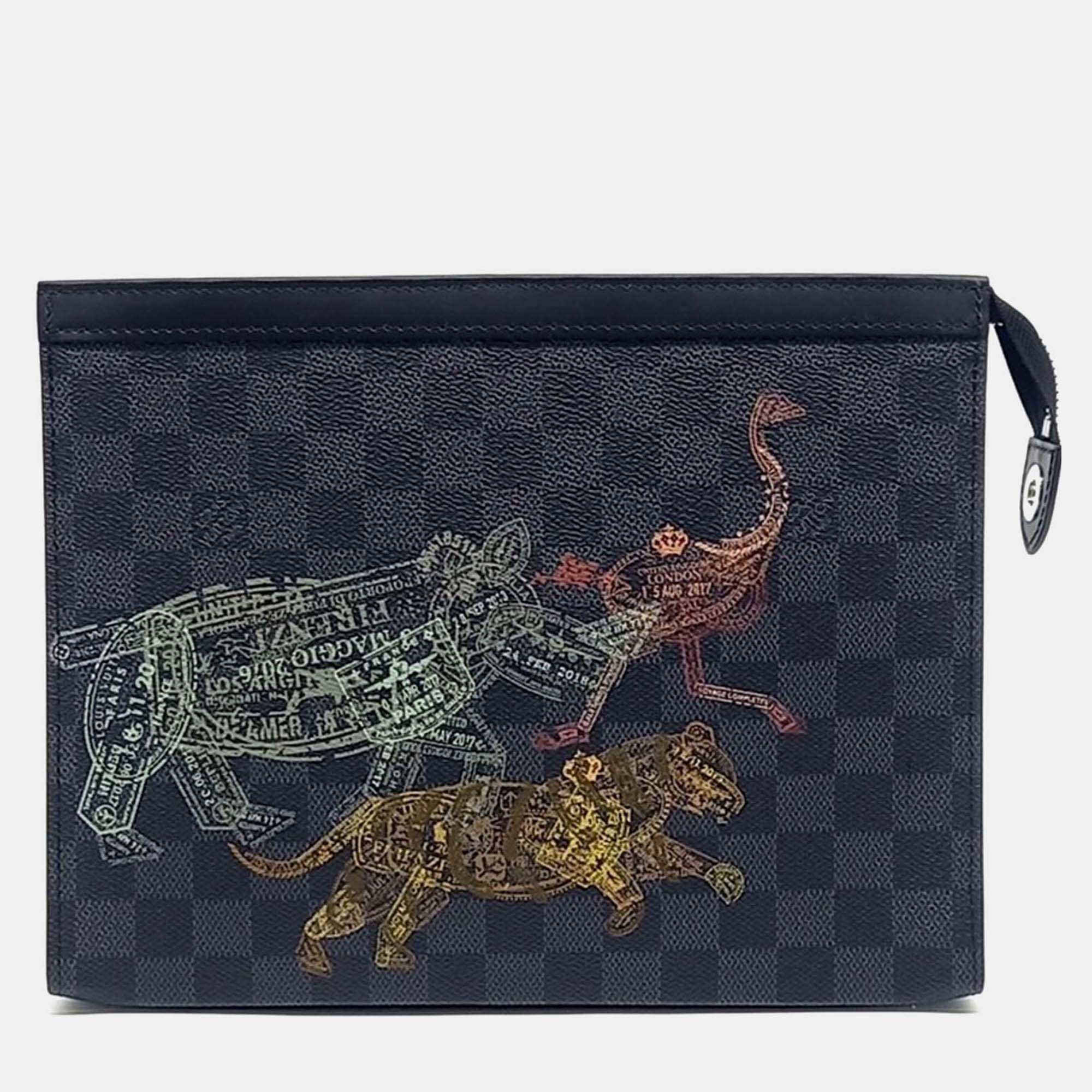 

Louis Vuitton Black Coated Canvas Louis Vuitton Pochette Voyage MM