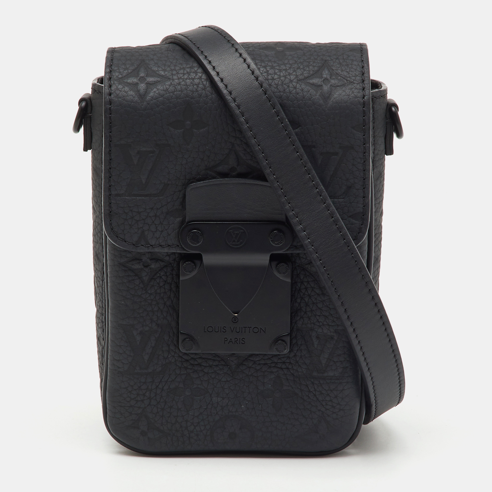 

Louis Vuitton Black Monogram Taurillon Leather S-Lock Vertical Wearable Wallet Bag