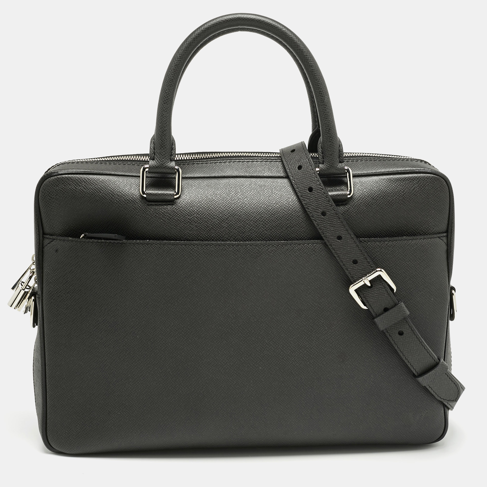 

Louis Vuitton Black Taiga Leather Porte Documents Briefcase Bag