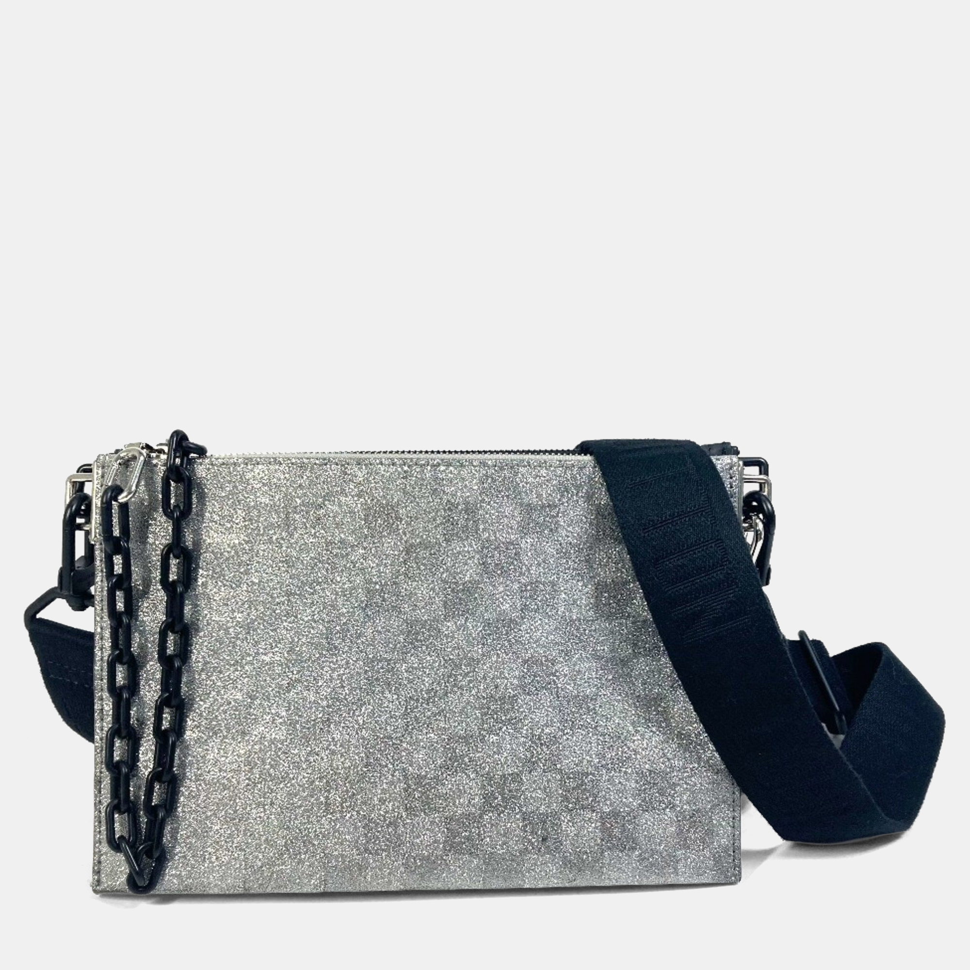 

Louis Vuitton Damier Glitter Trio Pouch NM Silver Taurillon Leather Shoulder Bag