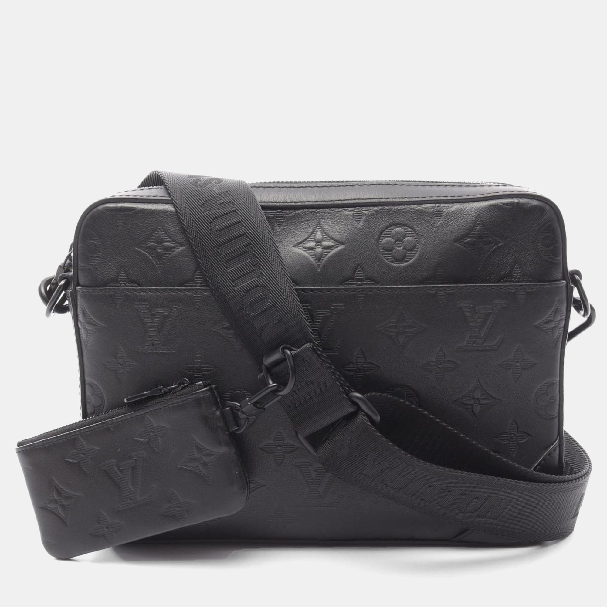 

Louis Vuitton Duo Messenger Shoulder Bag In Monogram Shadow Leather Black