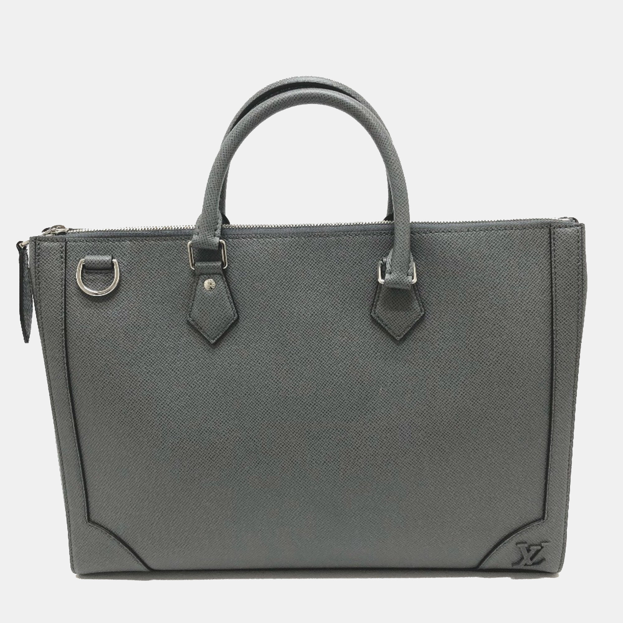 

Louis Vuitton Slim Briefcase Grey Leather Top Handle Bag