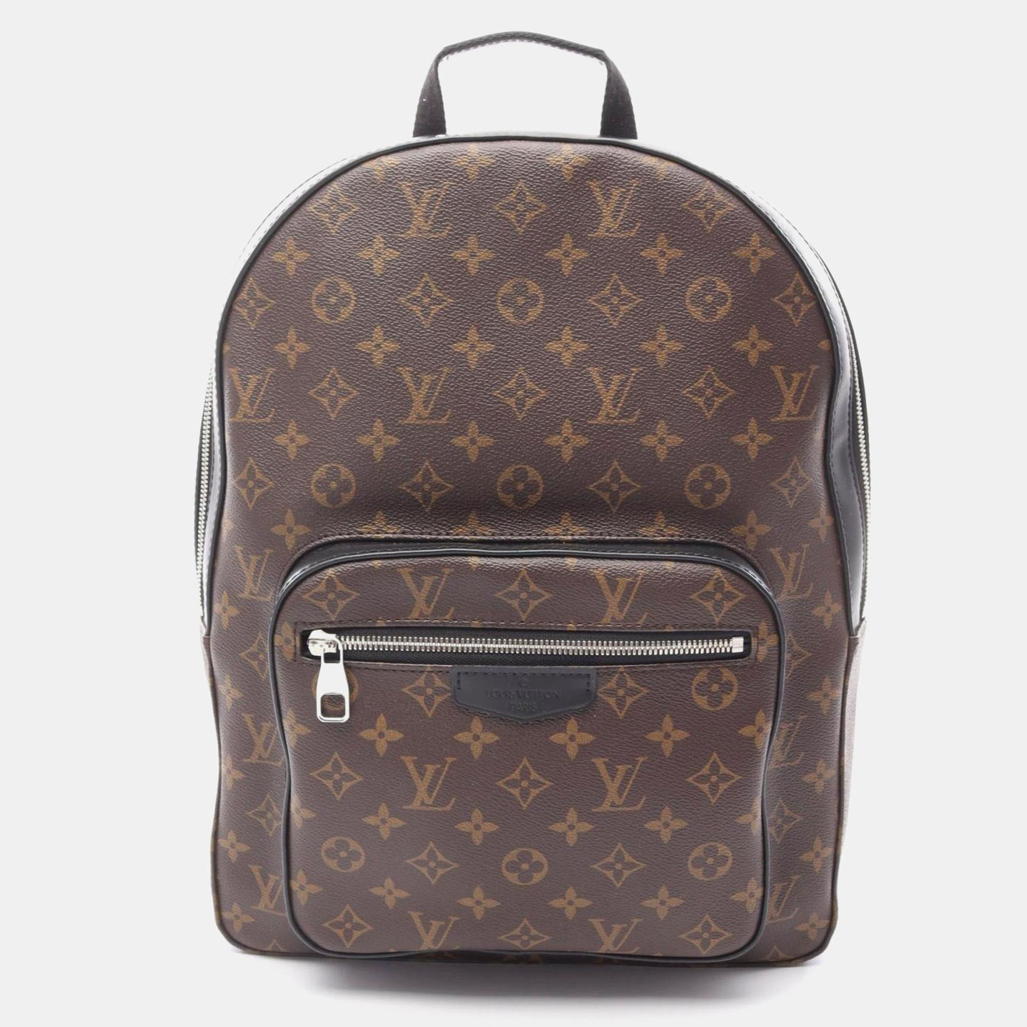Pre-owned Louis Vuitton Josh Coated Canvas And Leather Monogram Macassar Backpack Brown Black