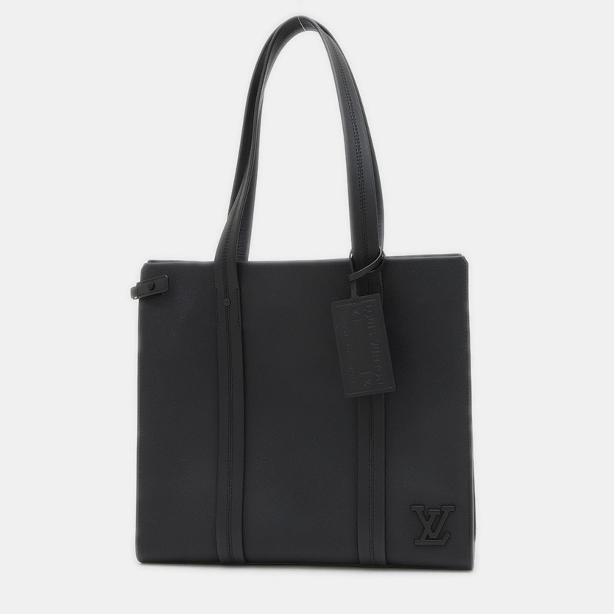 Pre-owned Louis Vuitton Take Off Aerogram Black Leather Tote Bag