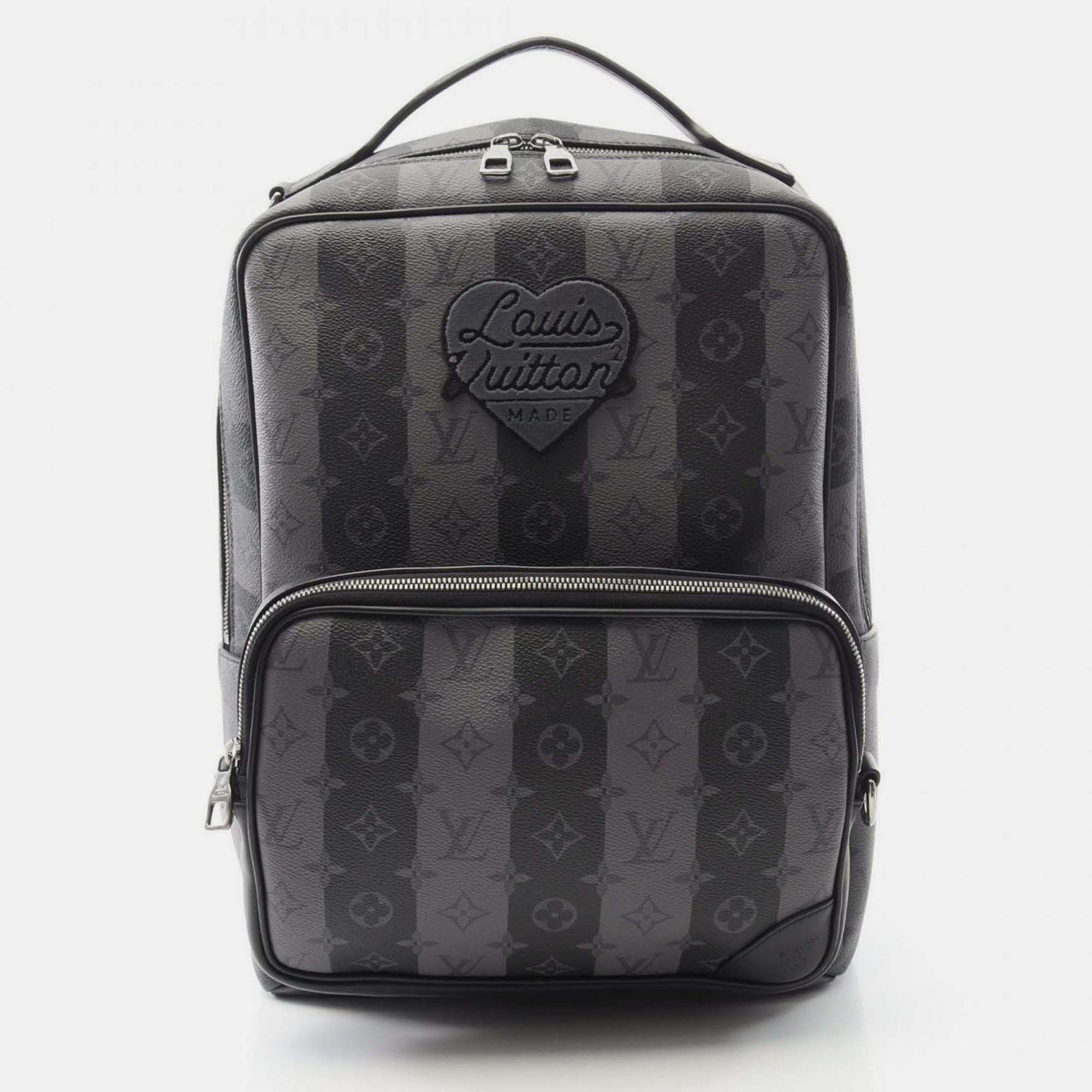 Pre-owned Louis Vuitton Nigo Modular Backpack Coated Canvas And Leather Black Gray