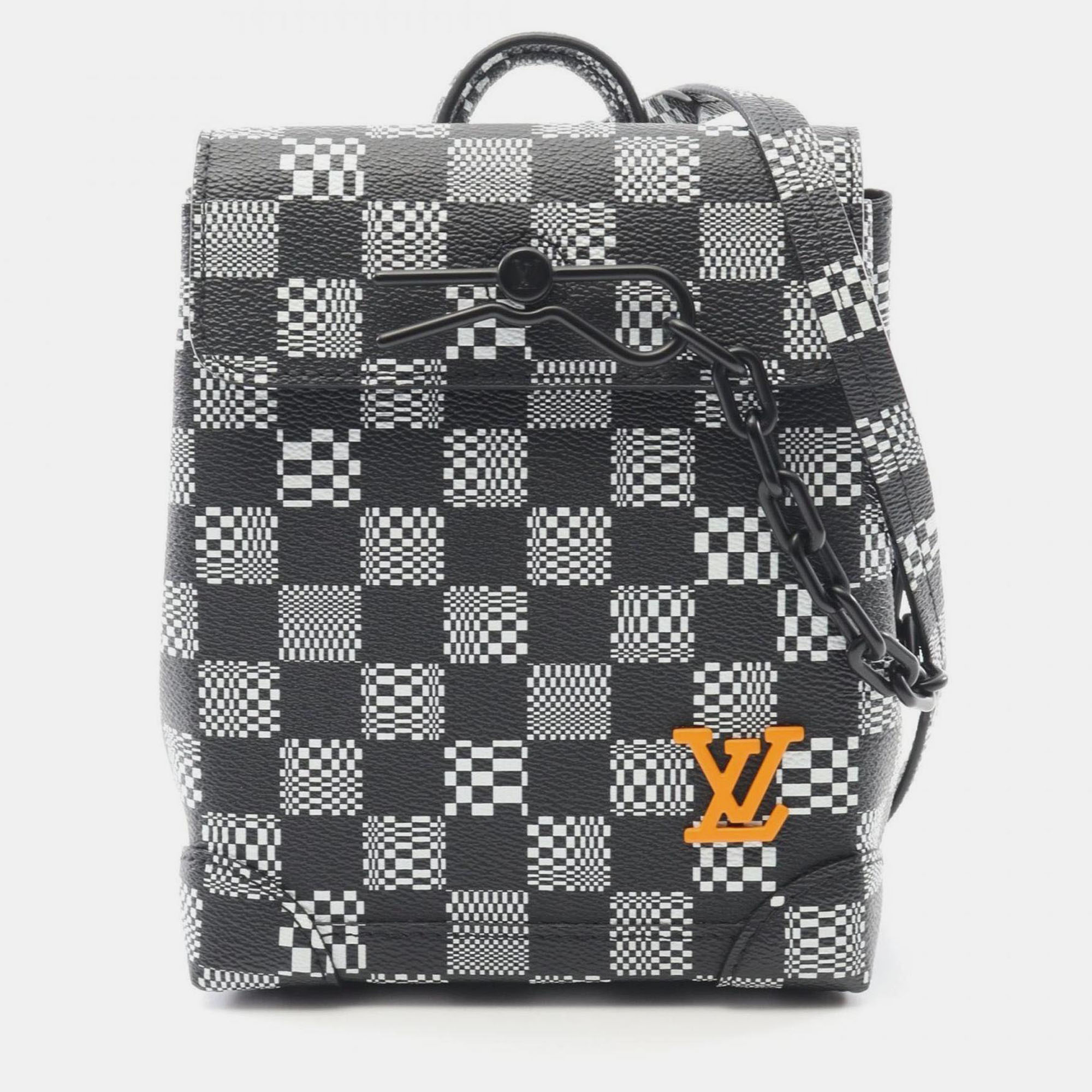 

Louis Vuitton Steamer  Damier Distorted Shoulder Bag Coated Canvas Black