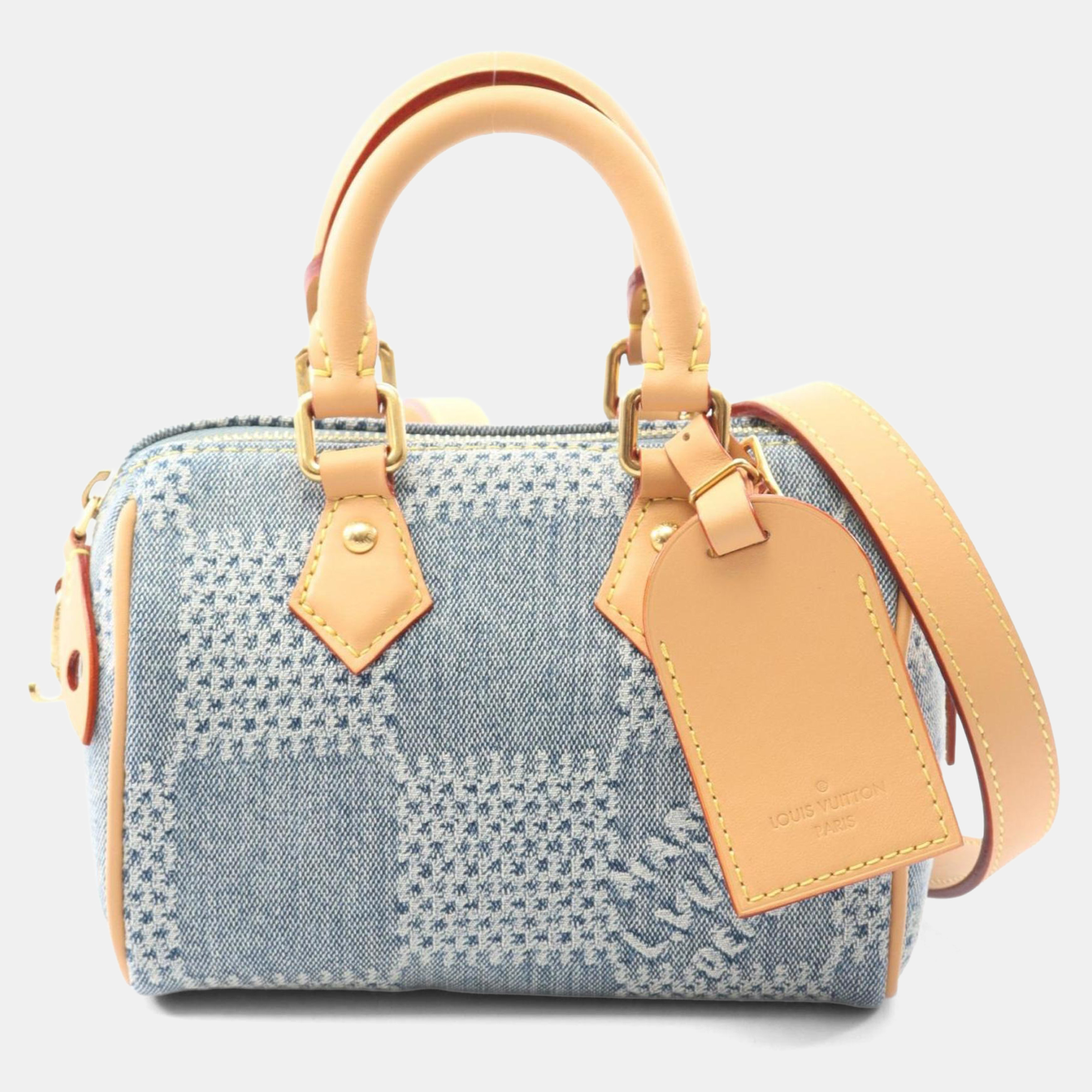 

Louis Vuitton Speedy Bandouliere Blue/Brown Damier Denim Leather 18 Handbag