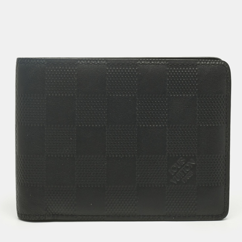 Pre-owned Louis Vuitton Black Damier Infini Leather Multiple Wallet