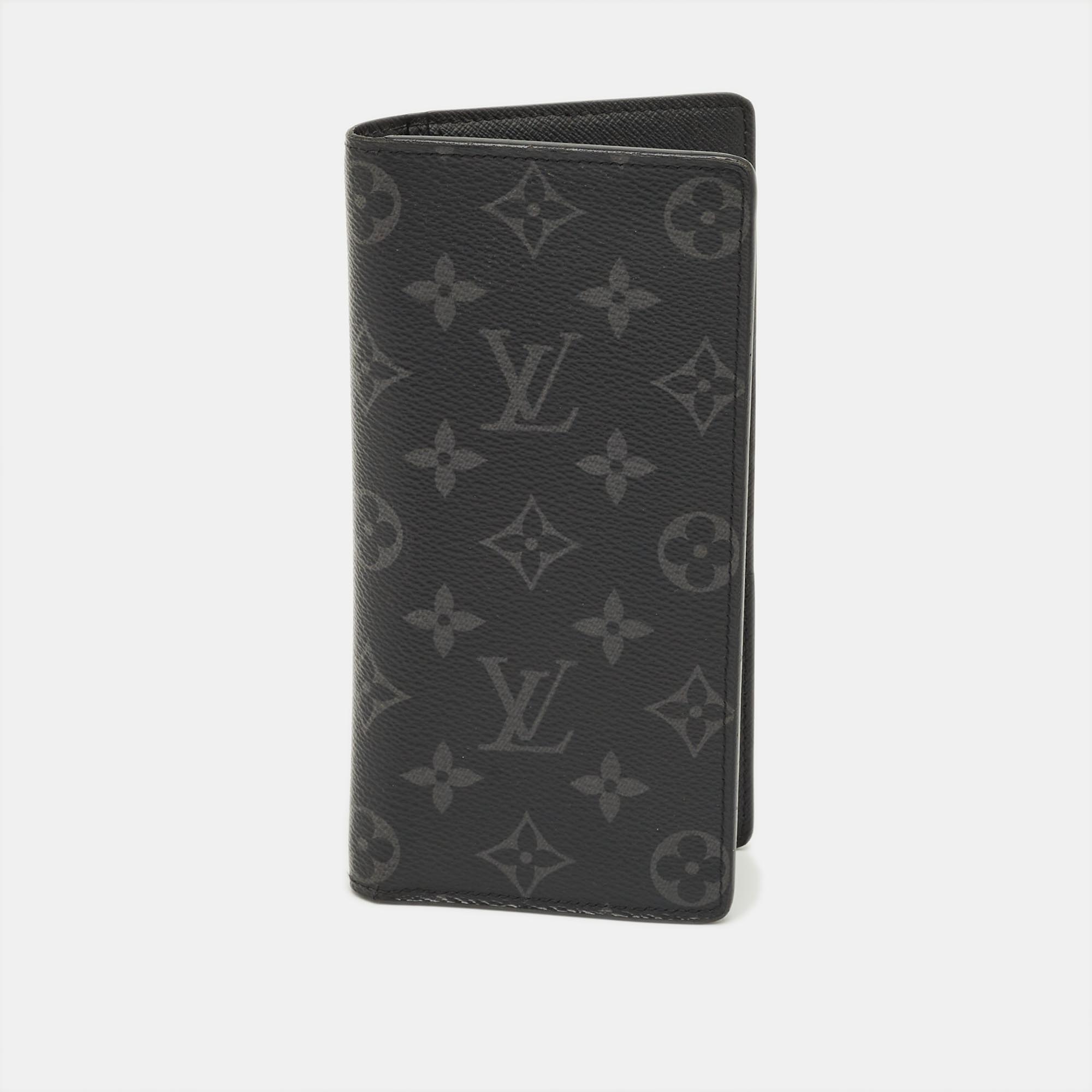 

Louis Vuitton Monogram Eclipse Canvas Brazza Wallet, Black