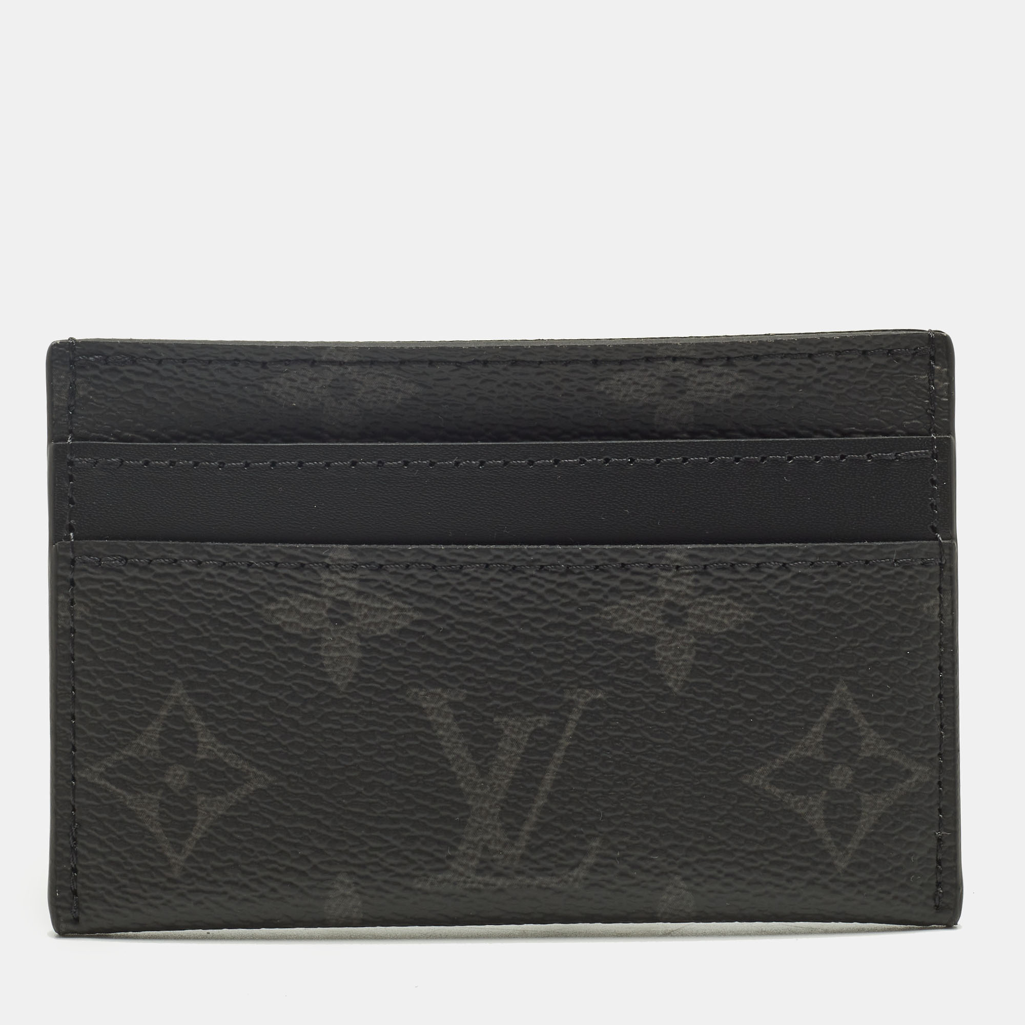 

Louis Vuitton Monogram Eclipse Canvas Double Card Holder, Black