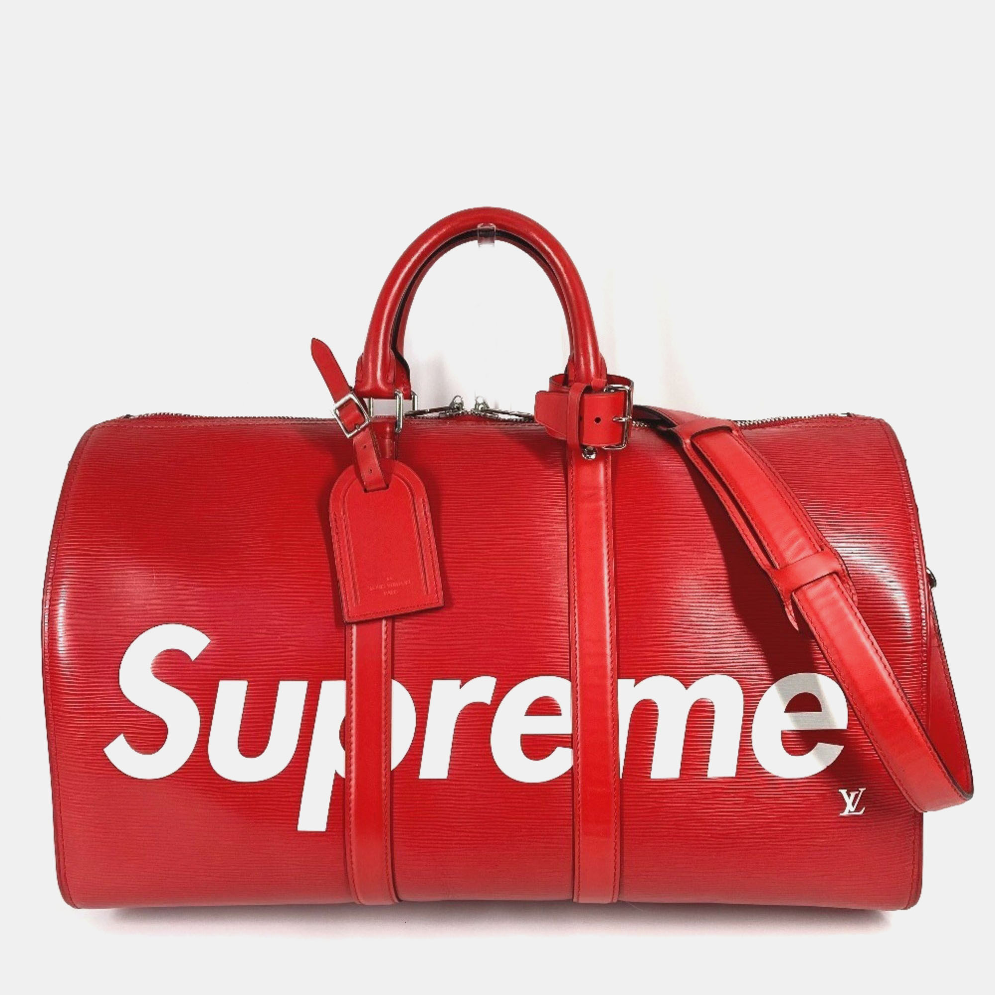 

Louis Vuitton Epi Leather Keepall Bandouliere 45 Travel Bag/Boston Bag In Red