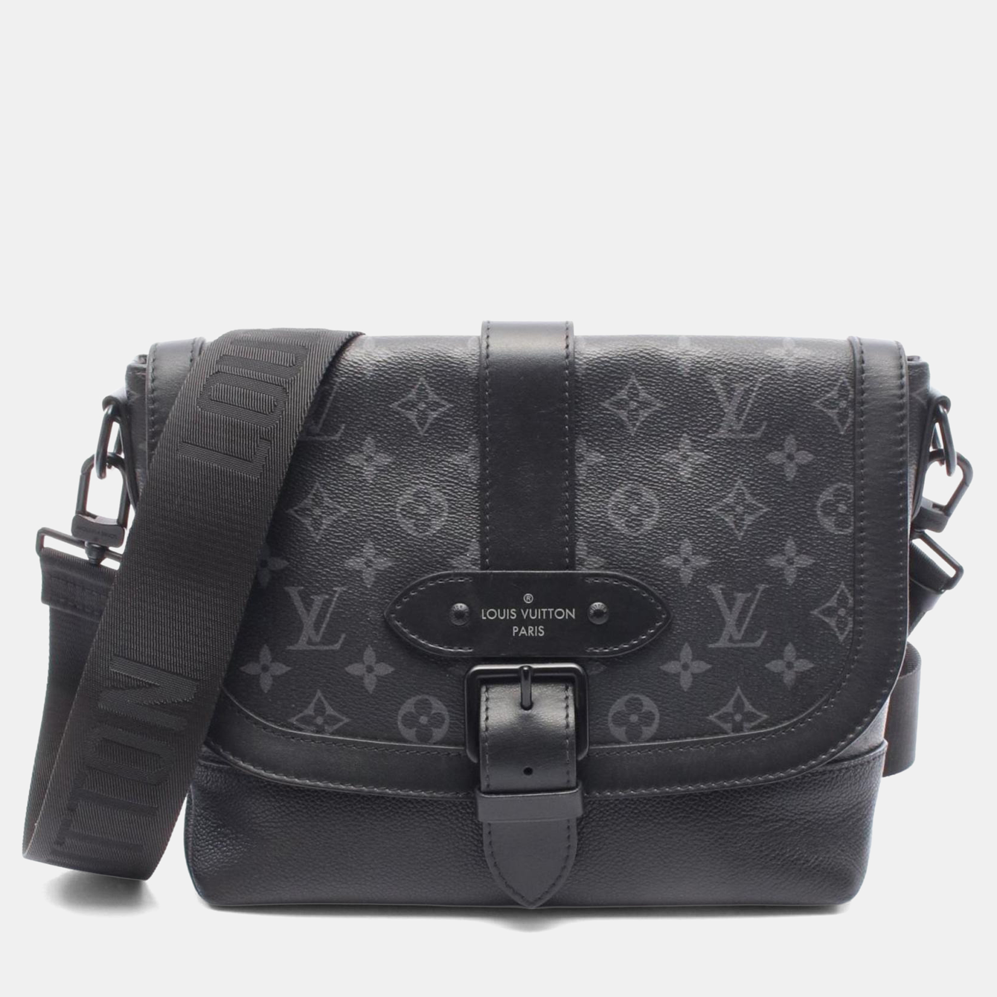 

Louis Vuitton Saumur Messenger Shoulder Bag In Coated Canvas And Leather Monogram Eclipse Black