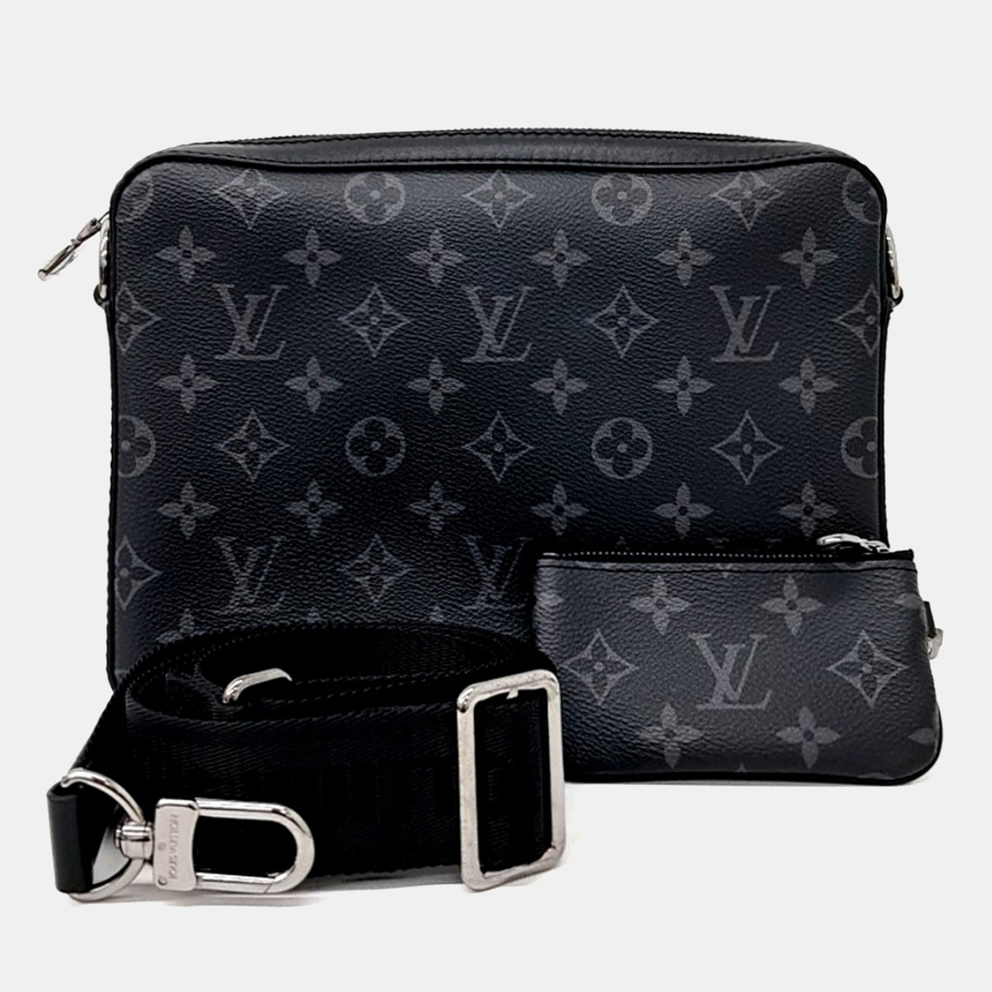 Click to view more detailed imagery on our partner's website Pre-owned Louis Vuitton Black Coated Canvas Eclipse Trio Messenger