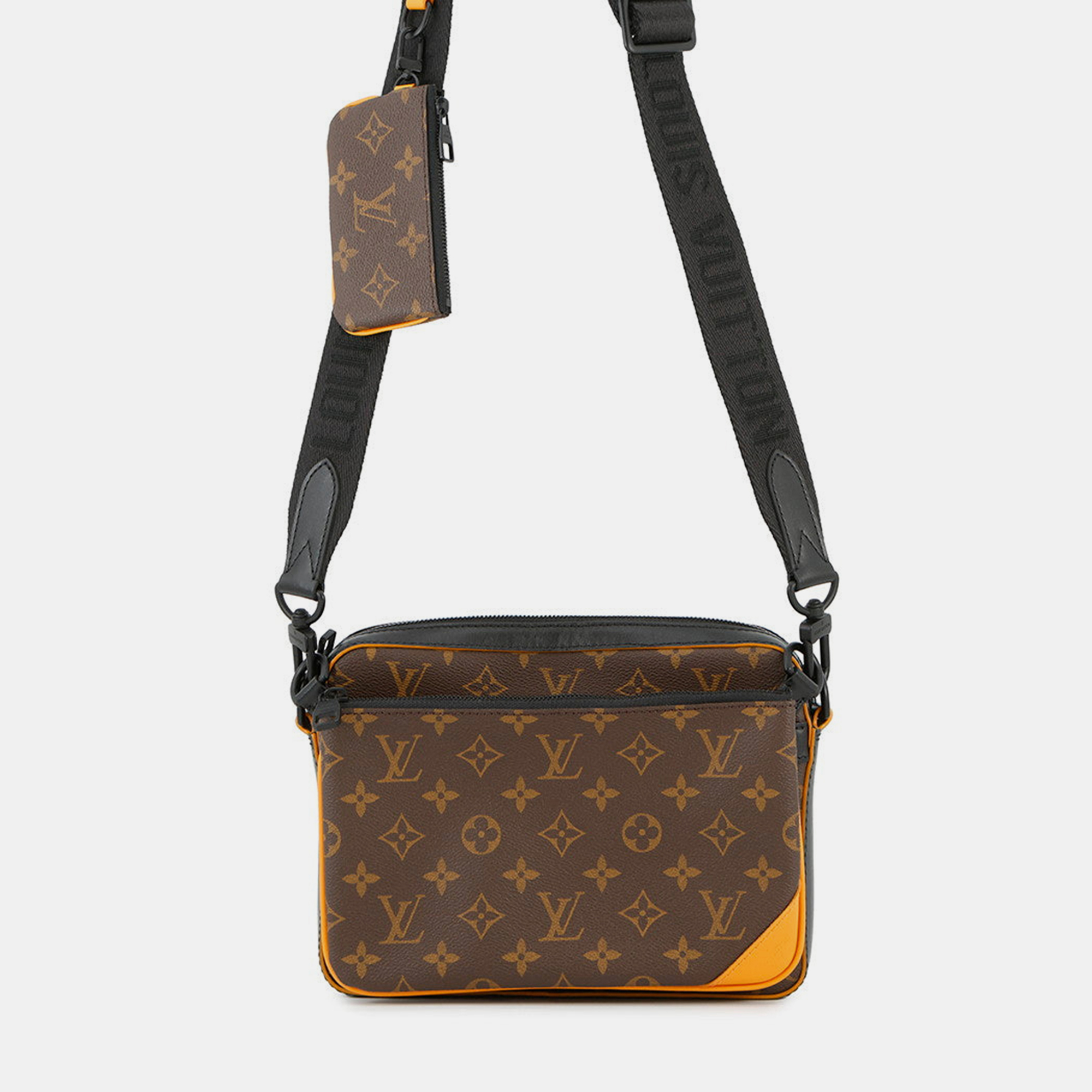 Click to view more detailed imagery on our partner's website Pre-owned Louis Vuitton Trio Messenger Brown/orange/black Monogram Macassar Canvas