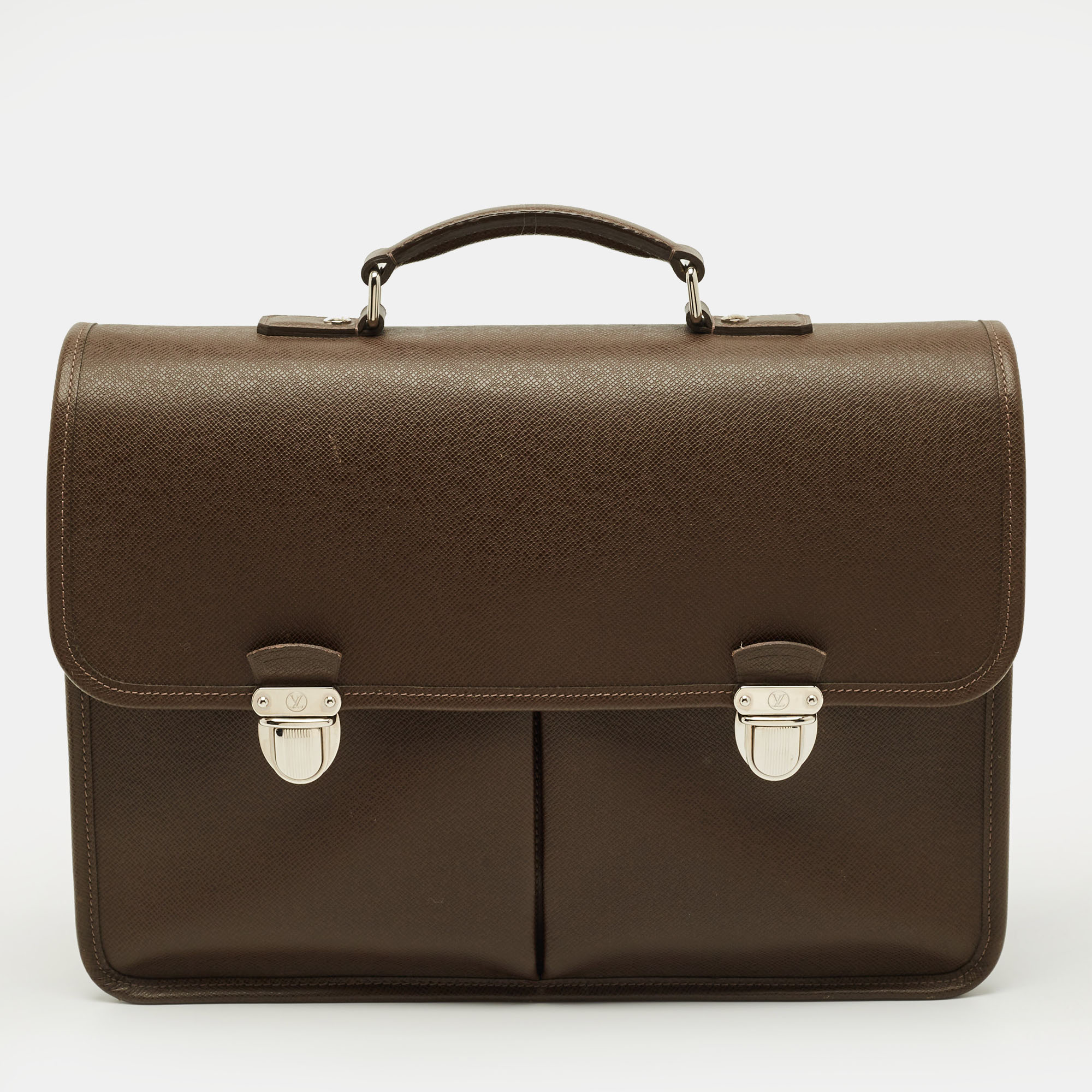 

Louis Vuitton Anton Grizzli Taiga Leather Briefcase Bag, Brown