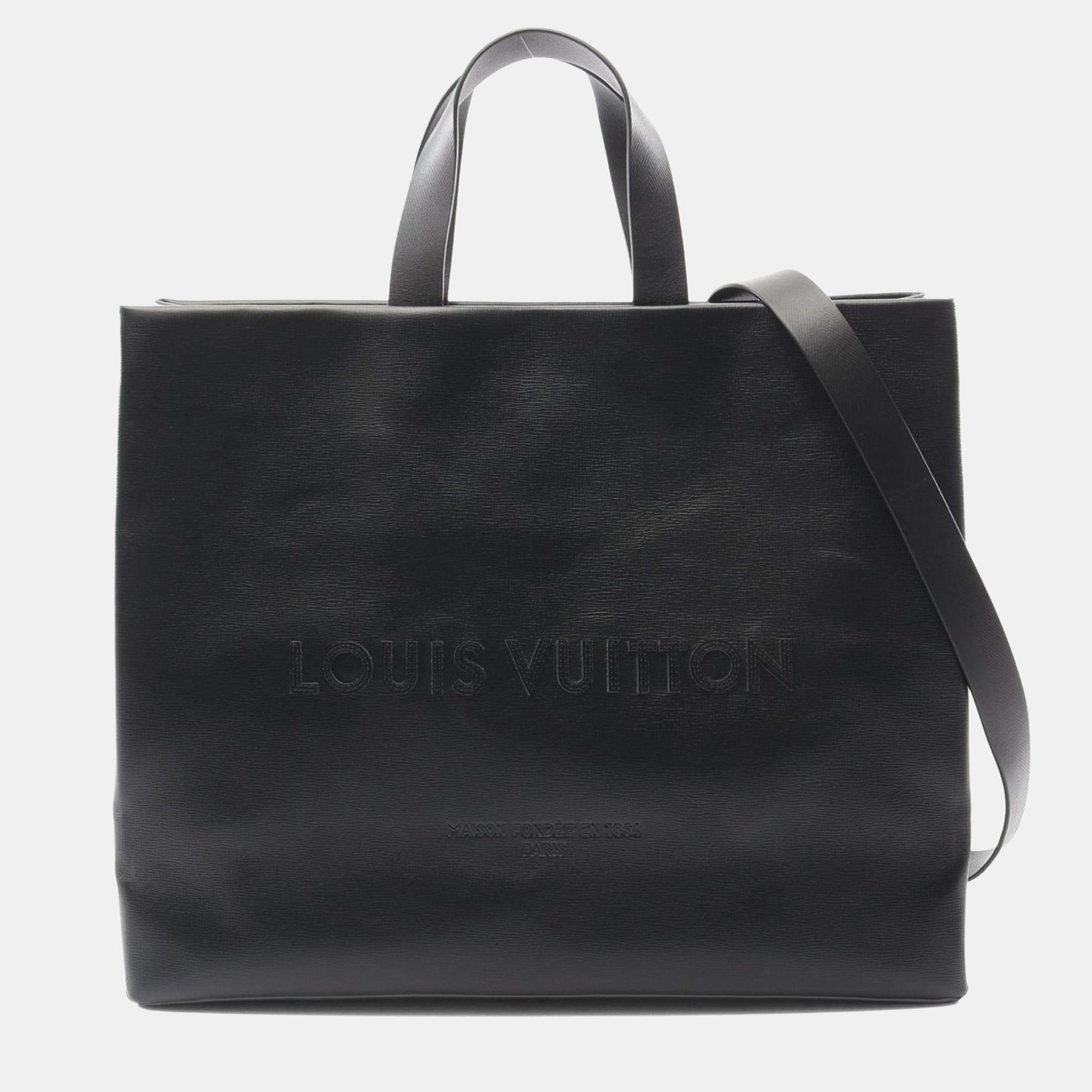 

Louis Vuitton Shopper Tote Mm Bag Leather Black