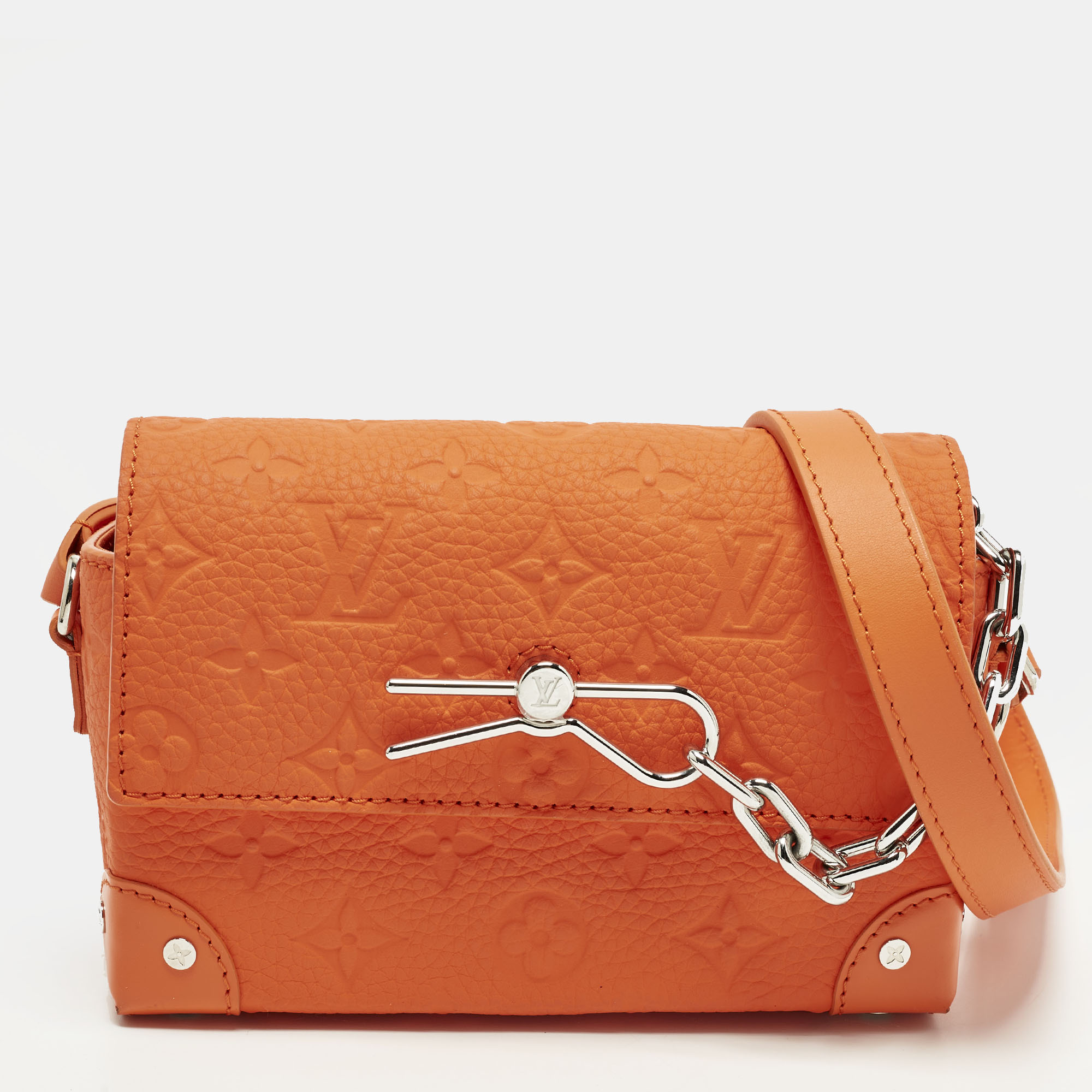 

Louis Vuitton Steamer Orange Monogram Taurillon Leather Wearable Wallet