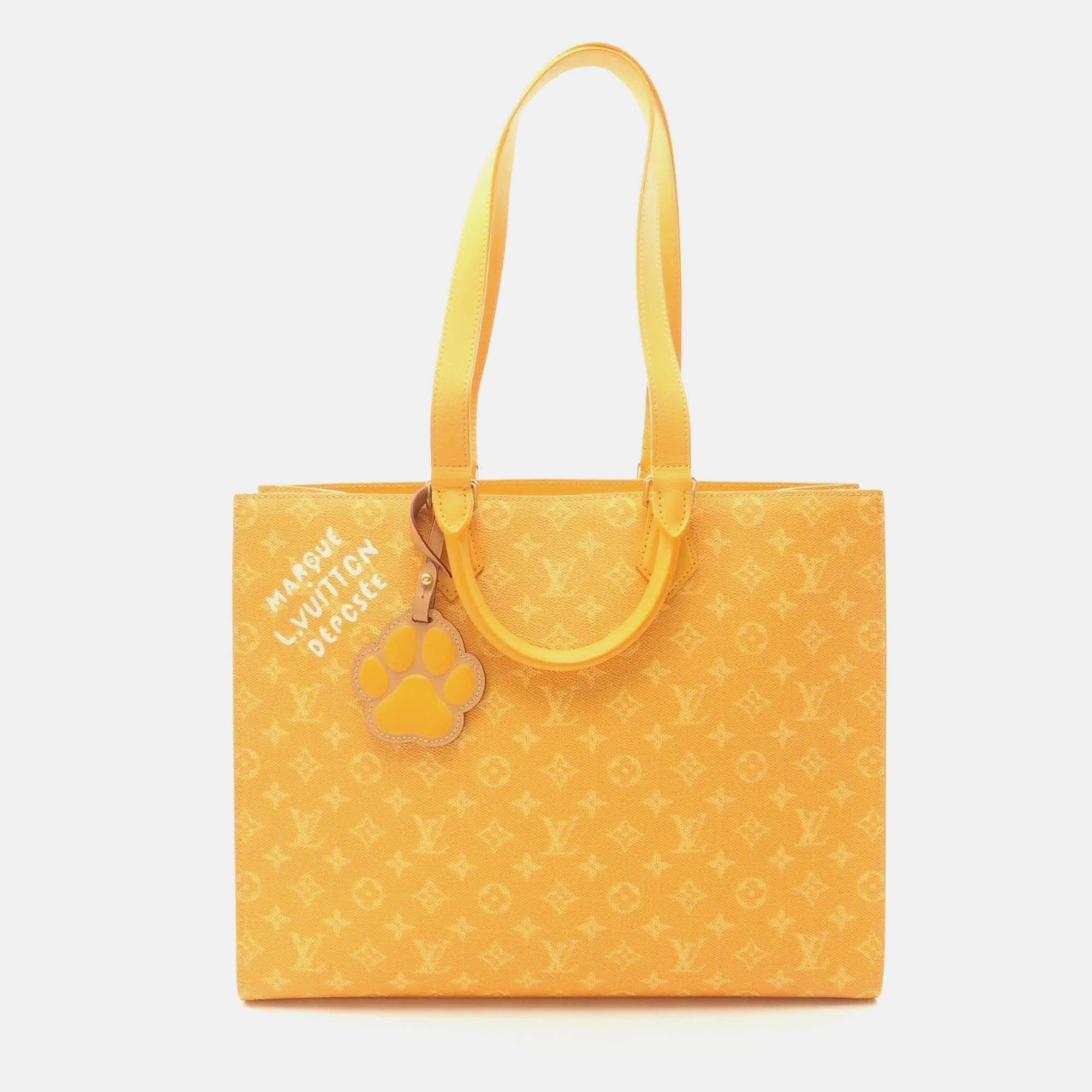 

Louis Vuitton Sac Plat 24H Yellow Monogram Coated Canvas Leather Tote Bag