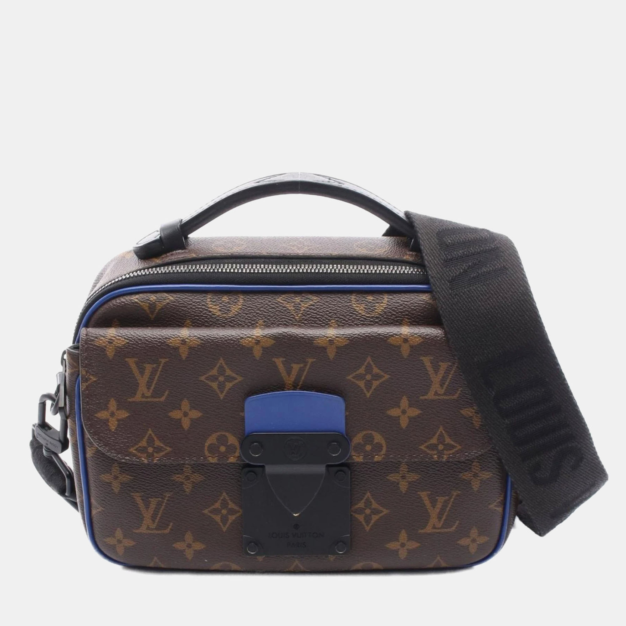 

Louis Vuitton S-Lock Monogram Macassar Brown Blue Coated Canvas Leather Messenger Bag