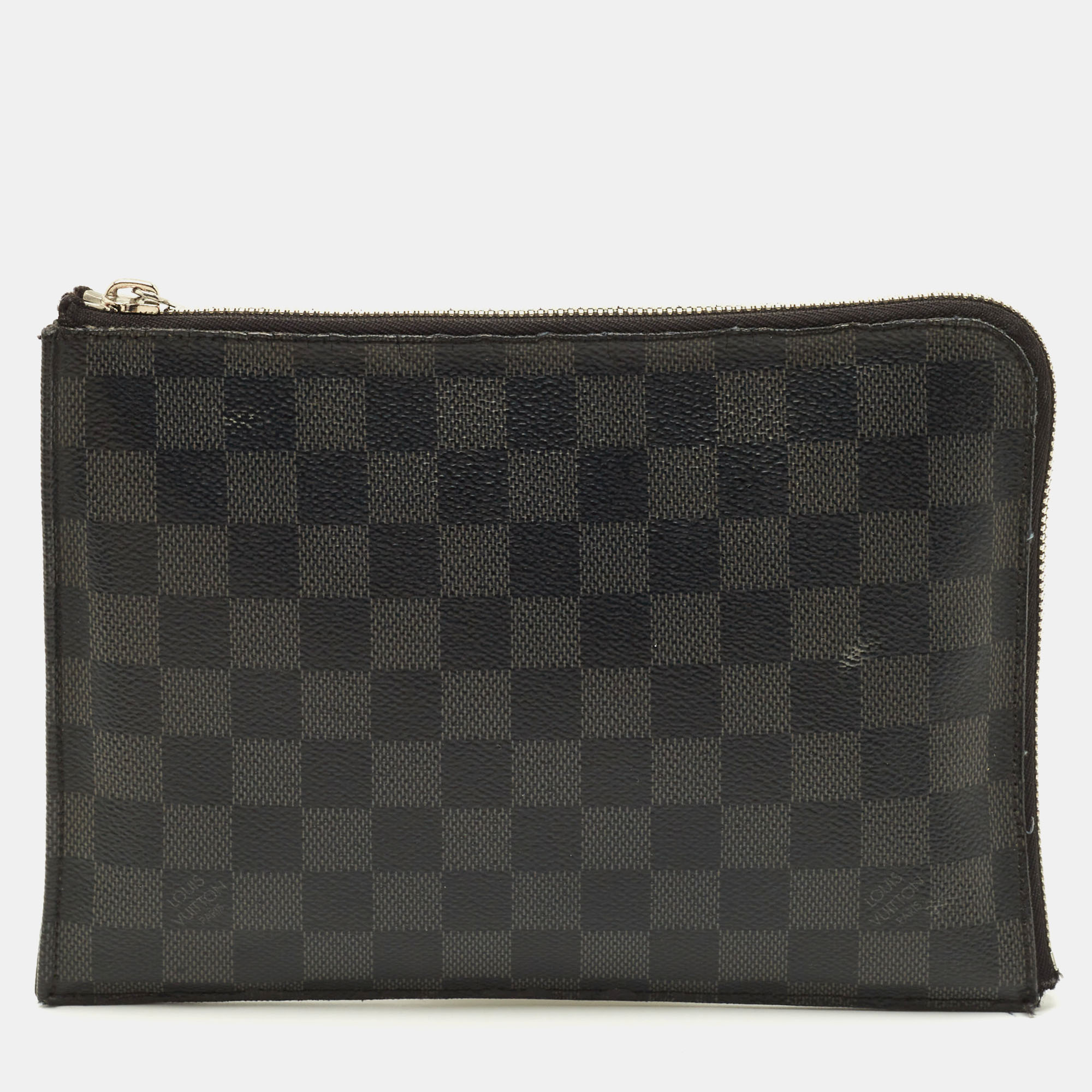 

Louis Vuitton Zip Damier Graphite Canvas Pouch, Black
