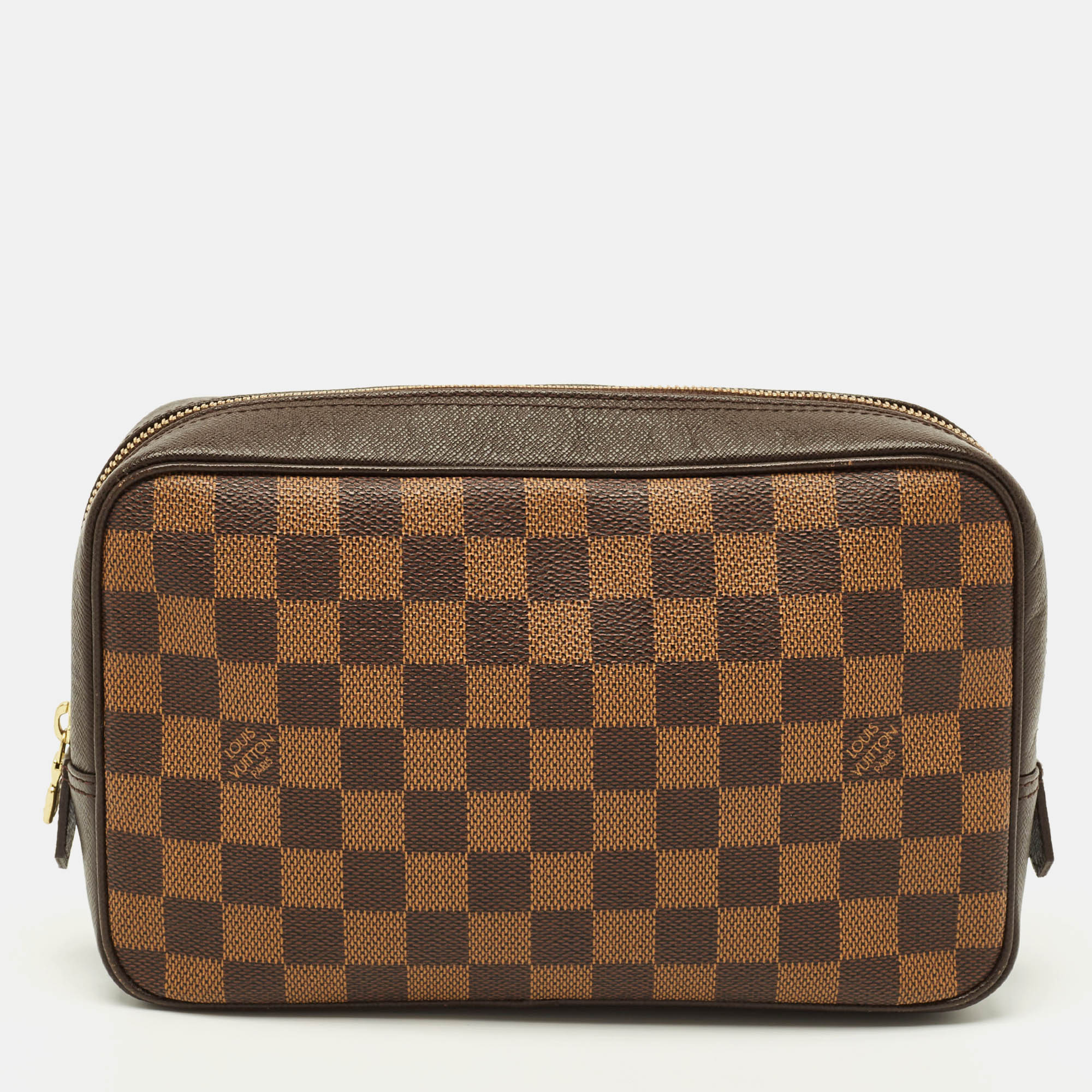 

Louis Vuitton Trousse Toiletry 25 Damier Ebene Canvas Pouch, Brown