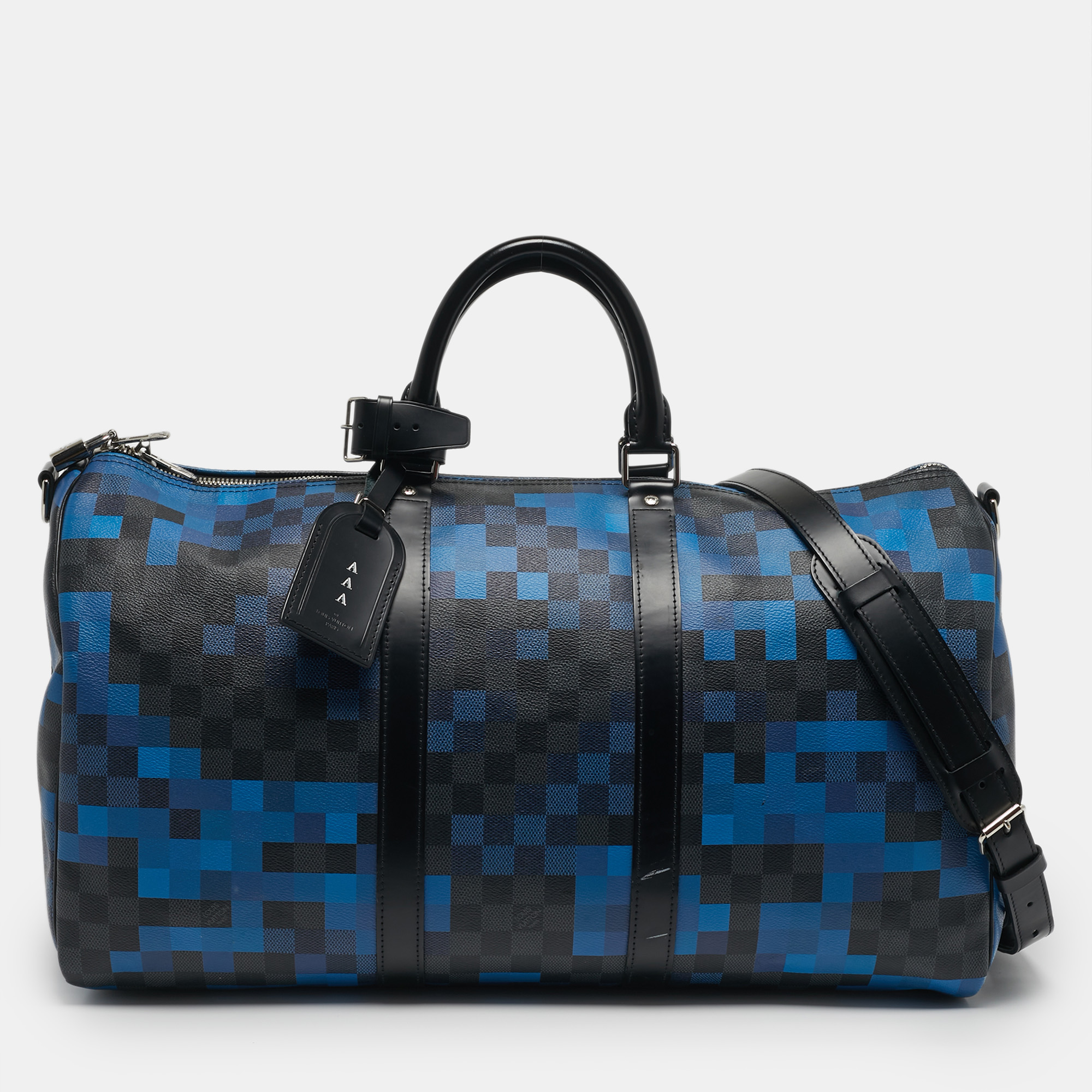 

Louis Vuitton Keepall Bandouliere 50 Blue Damier Graphite Pixel Canvas Duffel Bag
