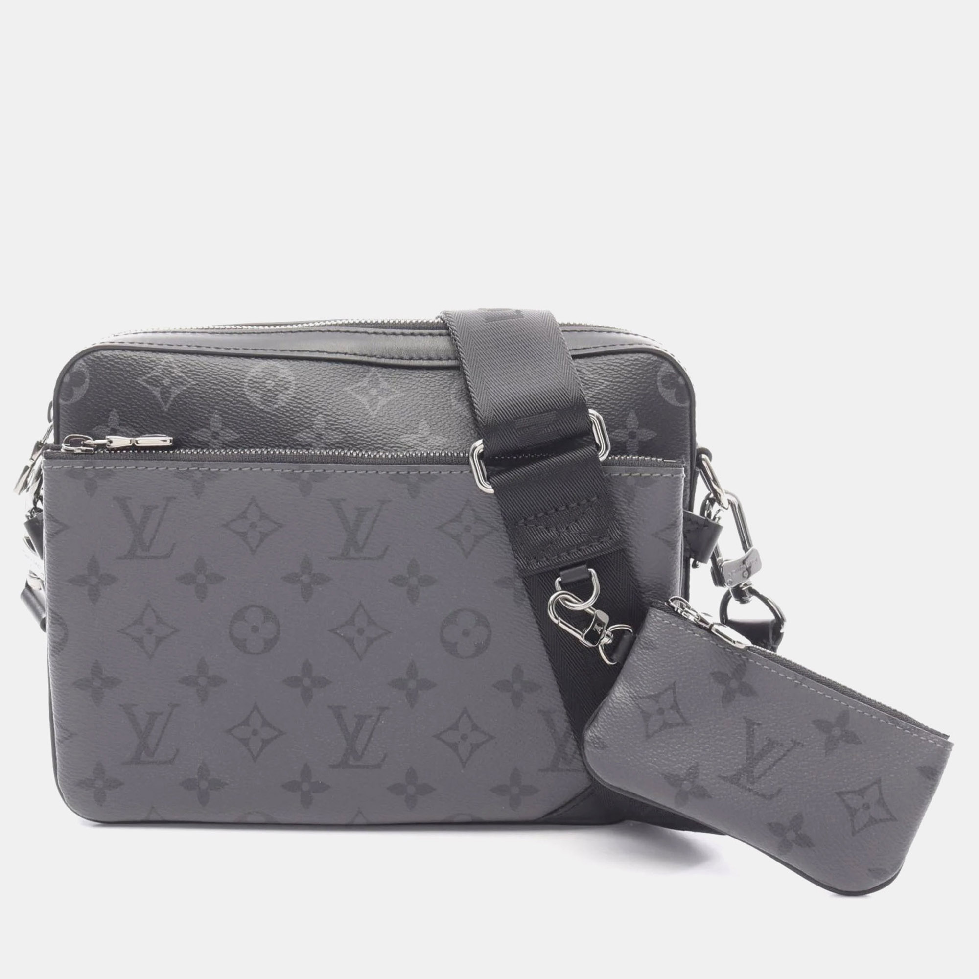 

Louis Vuitton Trio Messenger Shoulder Bag In Coated Canvas And Leather With Monogram Eclipse Reverse Black Gray
