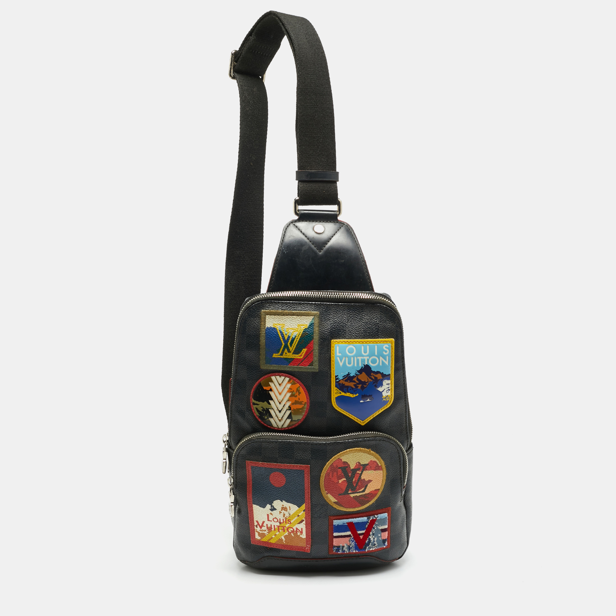 

Louis Vuitton Avenue Alps Patches Damier Graphite Canvas and Leather Sling Bag, Black