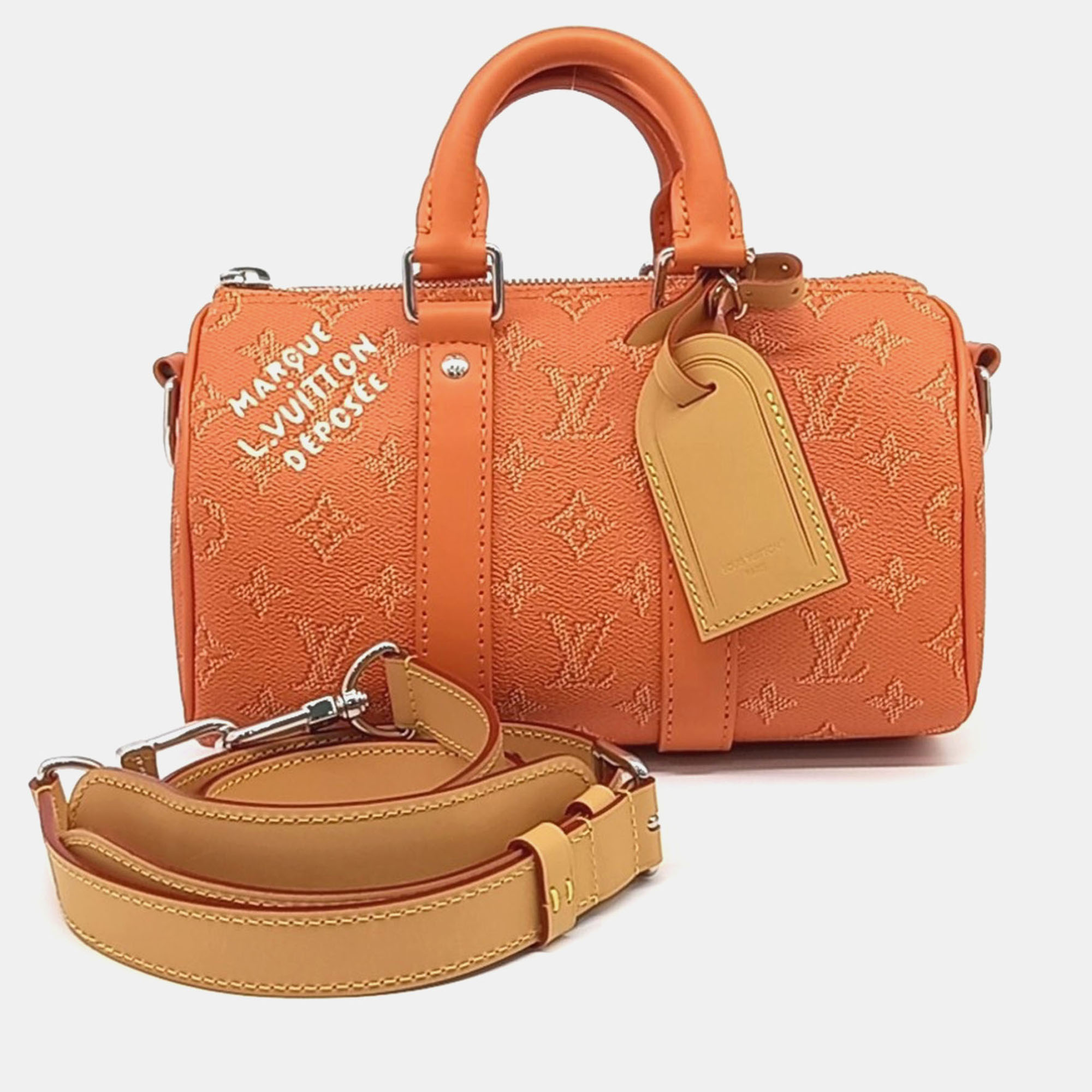 

Louis Vuitton Orange Canvas BandouliÃ¨re Keepall 25