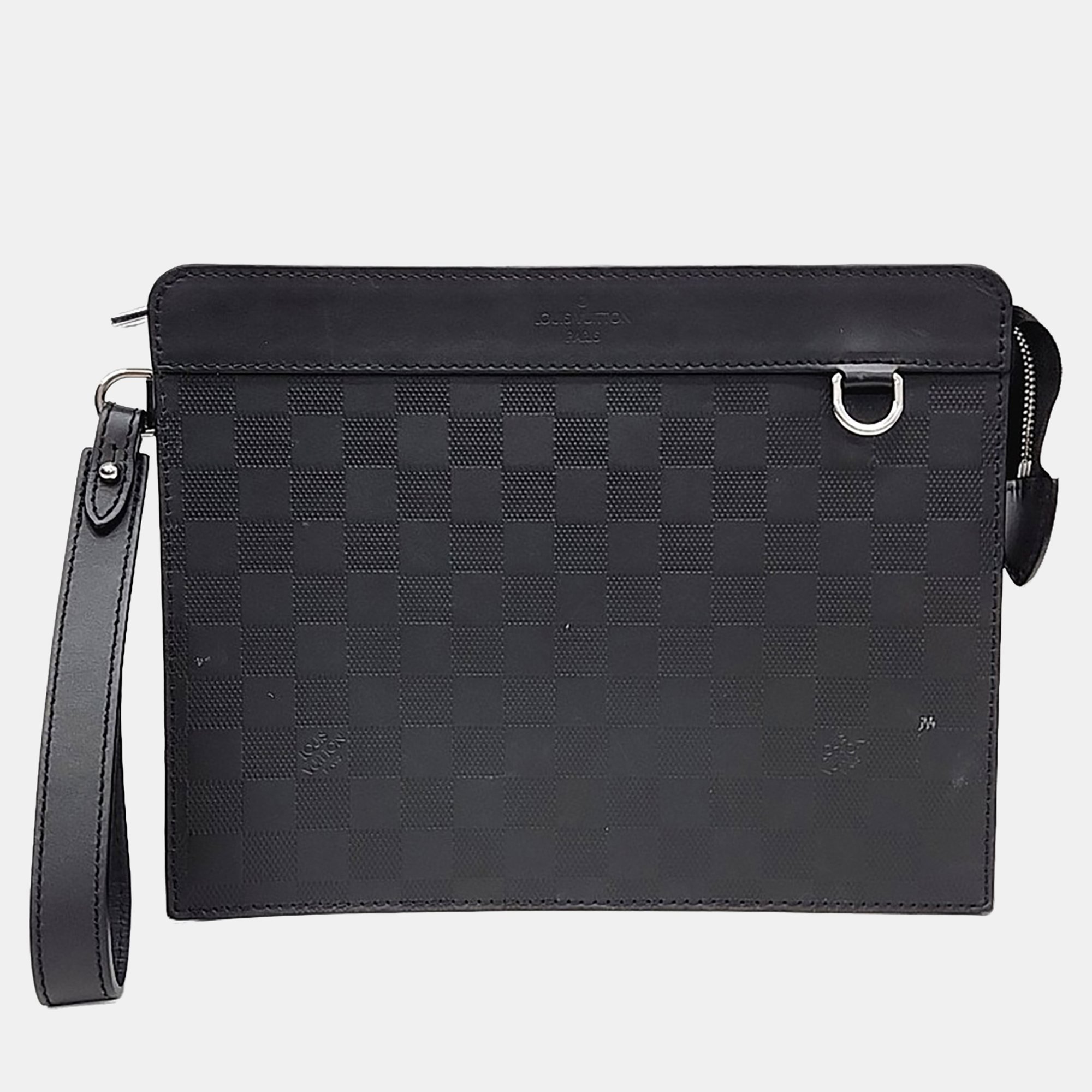 

Louis Vuitton Black Leather Damier Infini Standing Clutch