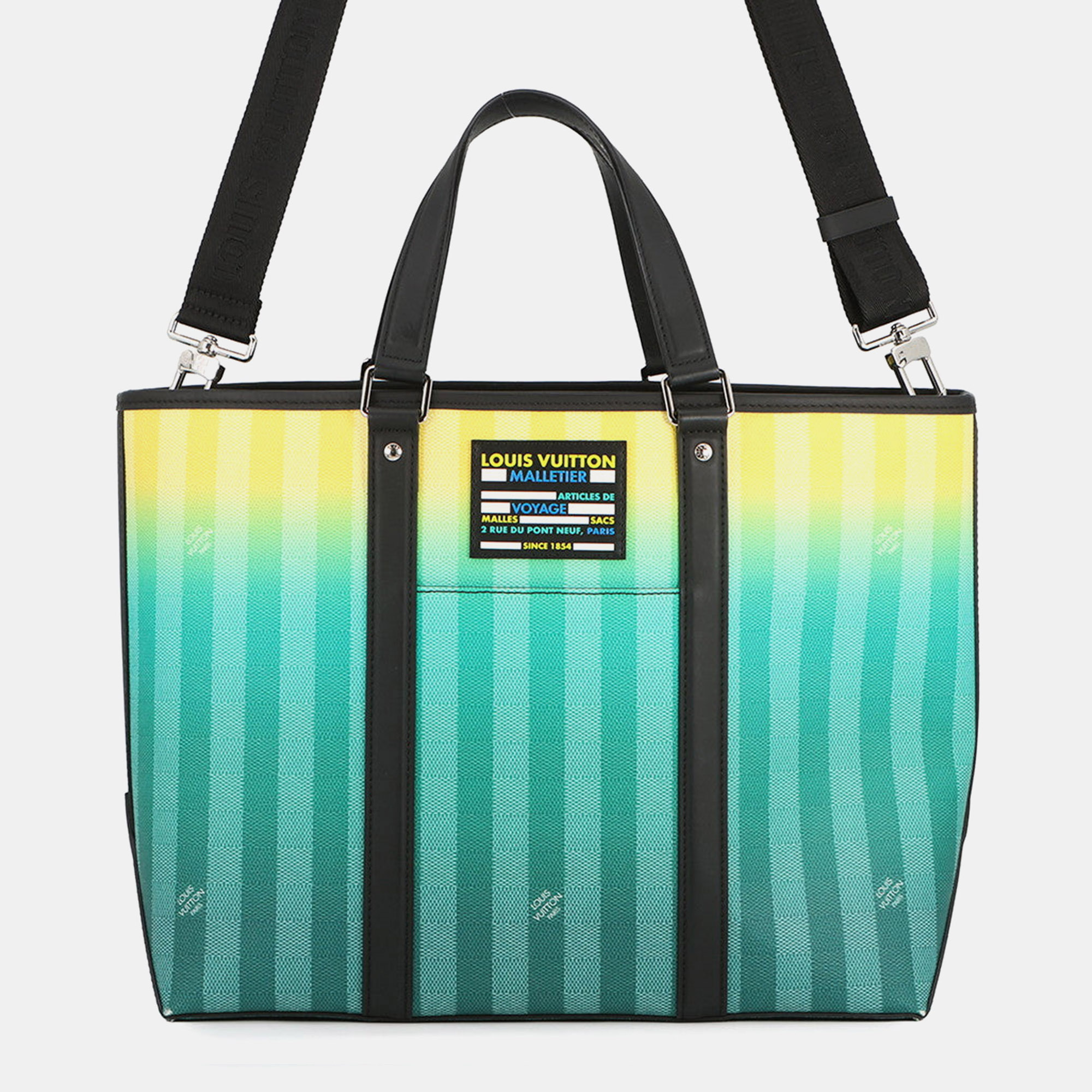 

Louis Vuitton Weekend Tote Green/Yellow Damier Stripe Size Pm, Multicolor