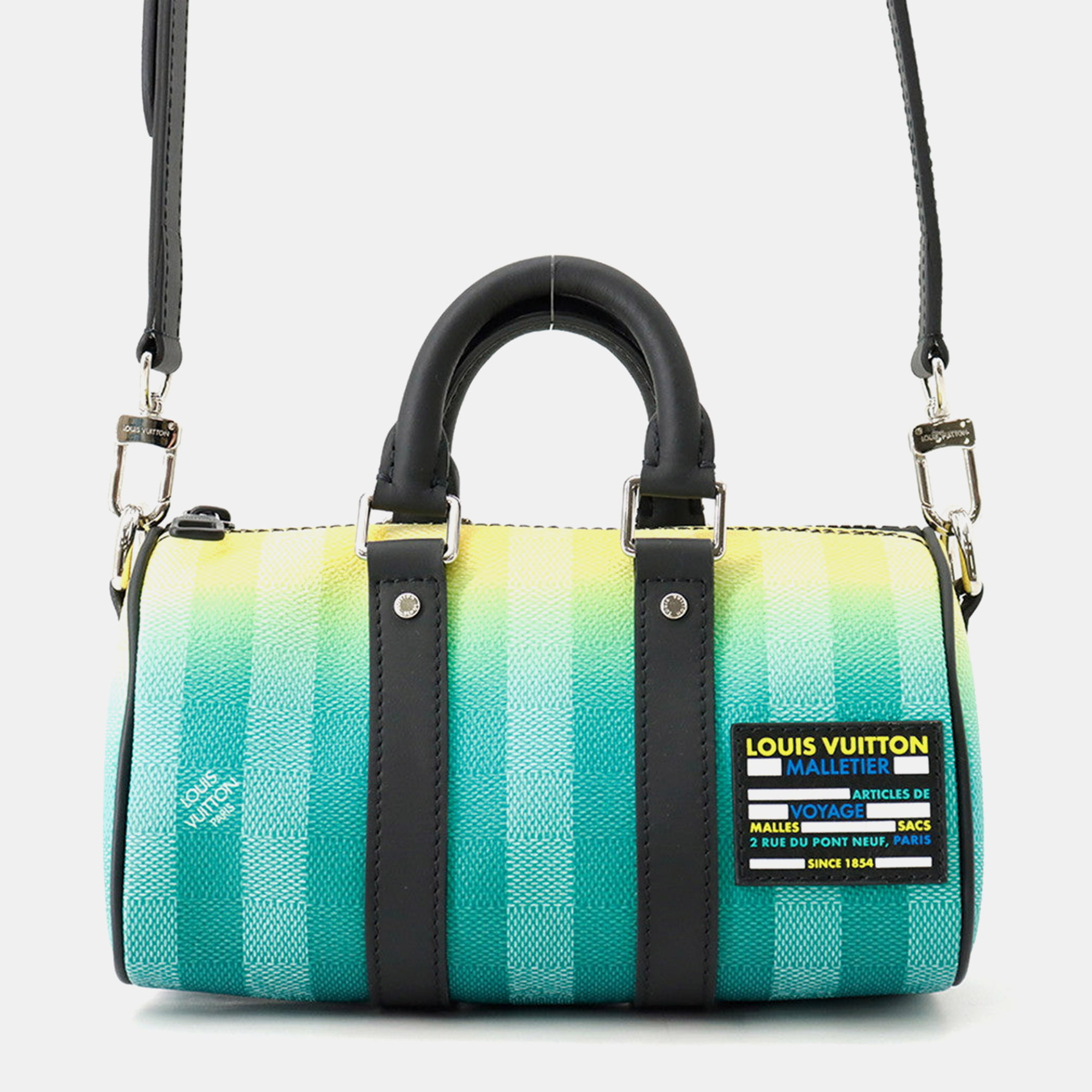 

Louis Vuitton Keepall Green/Yellow Damier Stripe Size