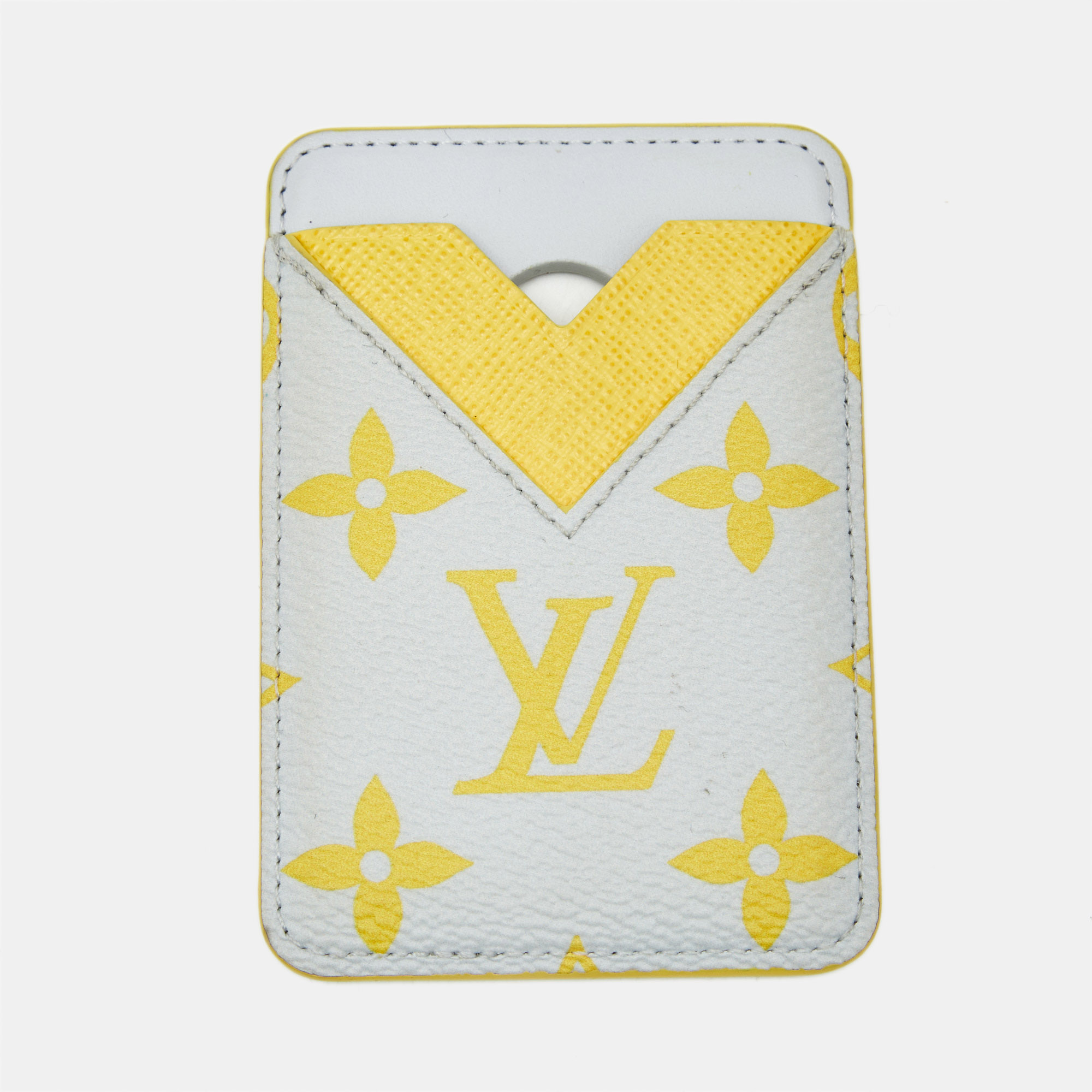 Pre-owned Louis Vuitton Magnetic Light Gray/yellow Monogram Glow Canvas Card Holder