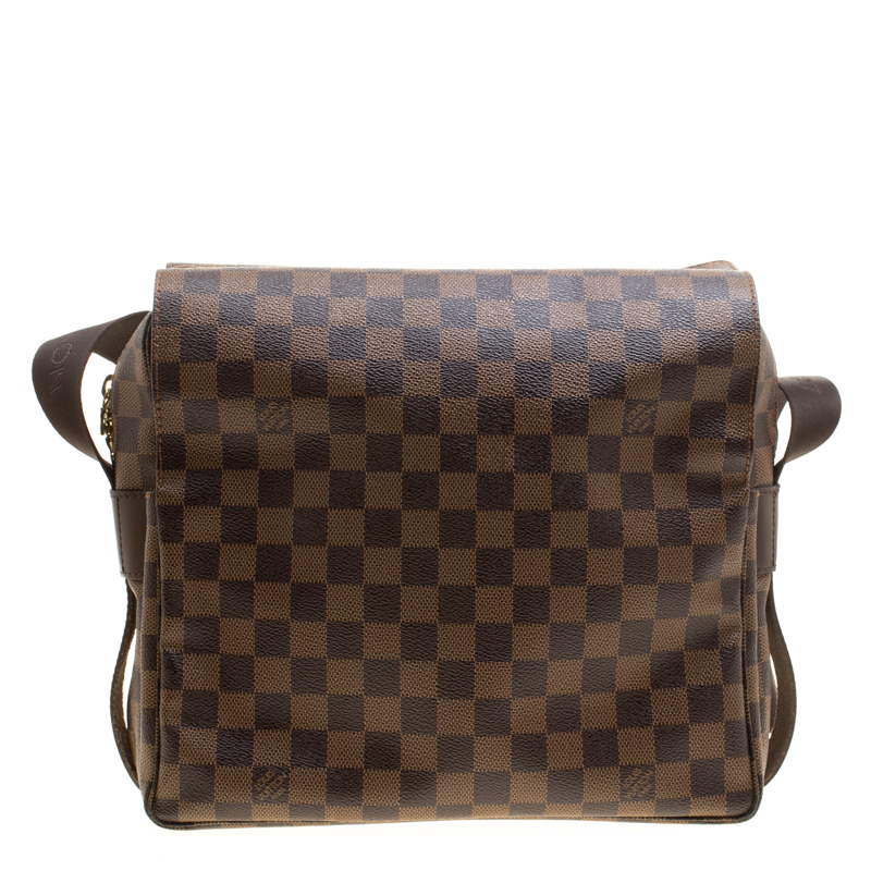 Louis Vuitton Damier Ebene Canvas Leather Naviglio Messenger Bag For Sale  at 1stDibs