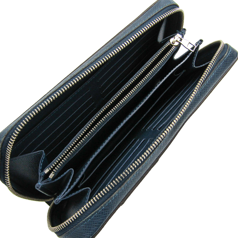 

Louis Vuitton Ocean Taiga Leather Stripe Zippy  Wallet, Blue