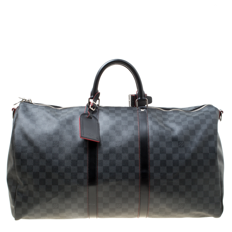 Louis Vuitton Damier Graphite Canvas Keepall Bandouliere 55 Bag Louis ...